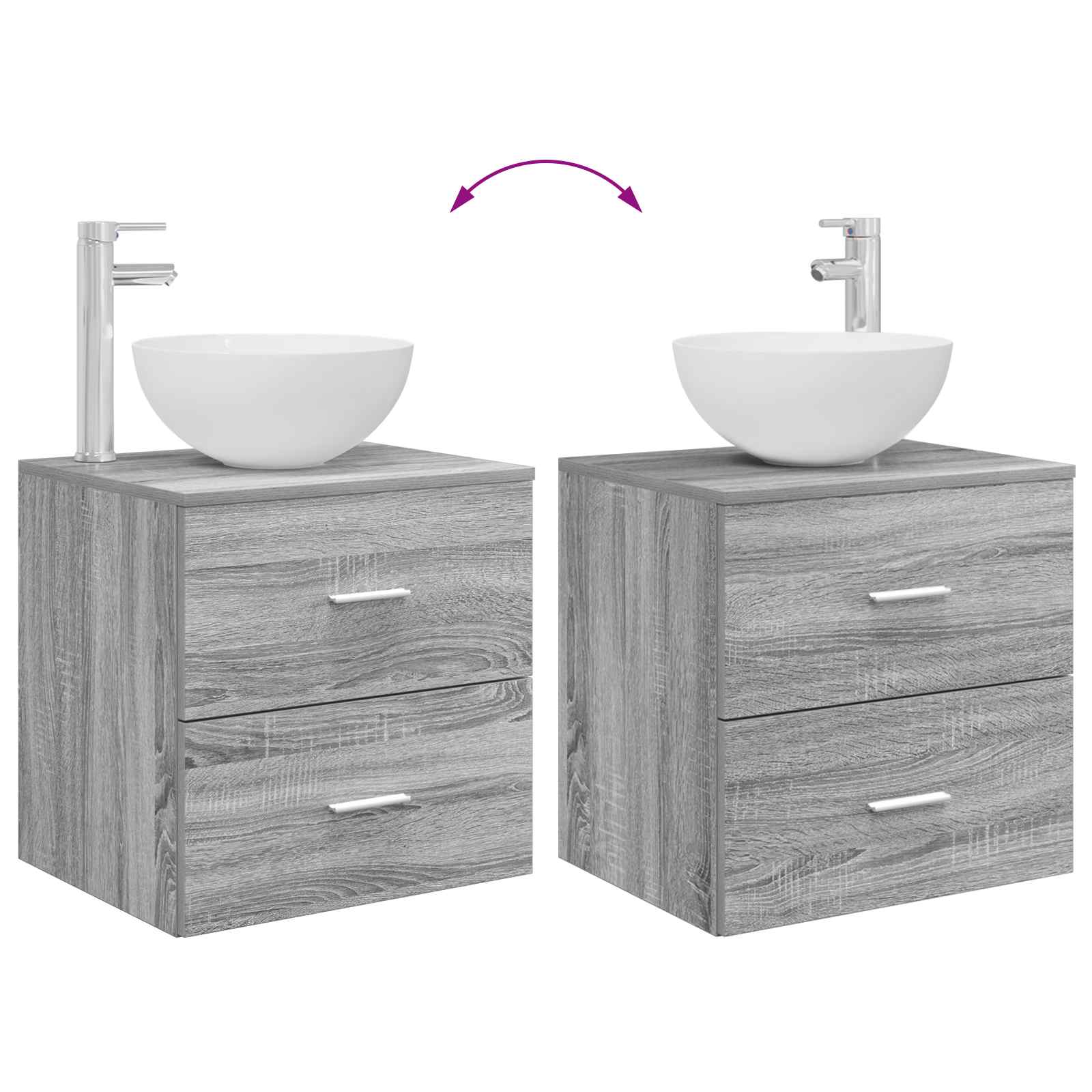 Umivaonik s montiranjem na zid Siva Sonoma 49,5 x 35 x 63 cm