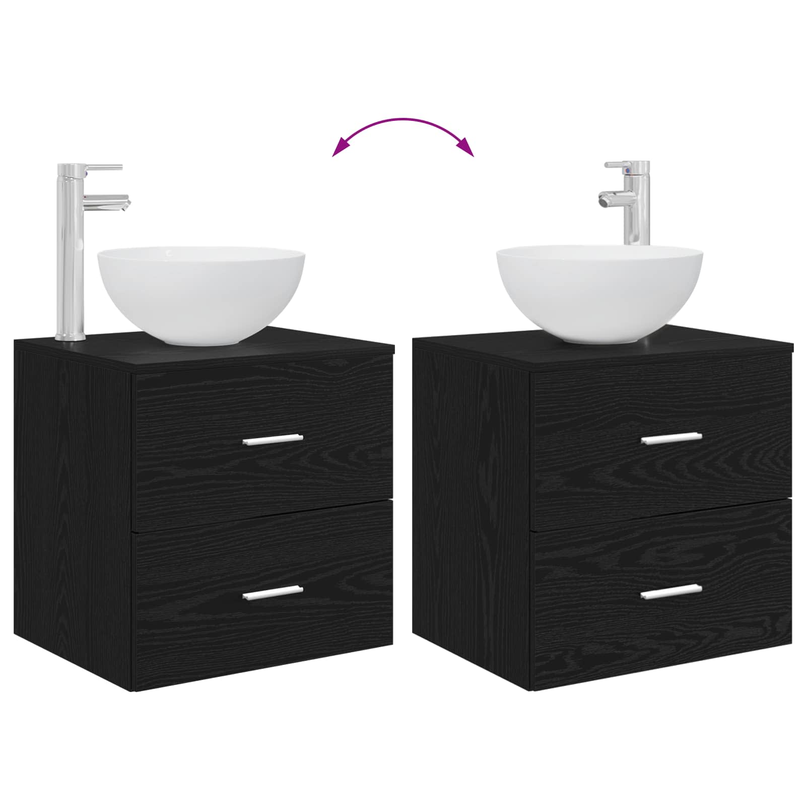 Umivaonik s policom Crni hrast 49,5 x 41 x 64,5 cm