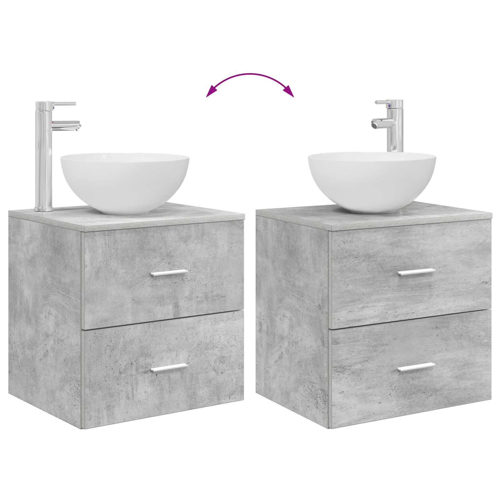 Umivaonik s policom Betonska siva 49,5 x 41 x 64,5 cm