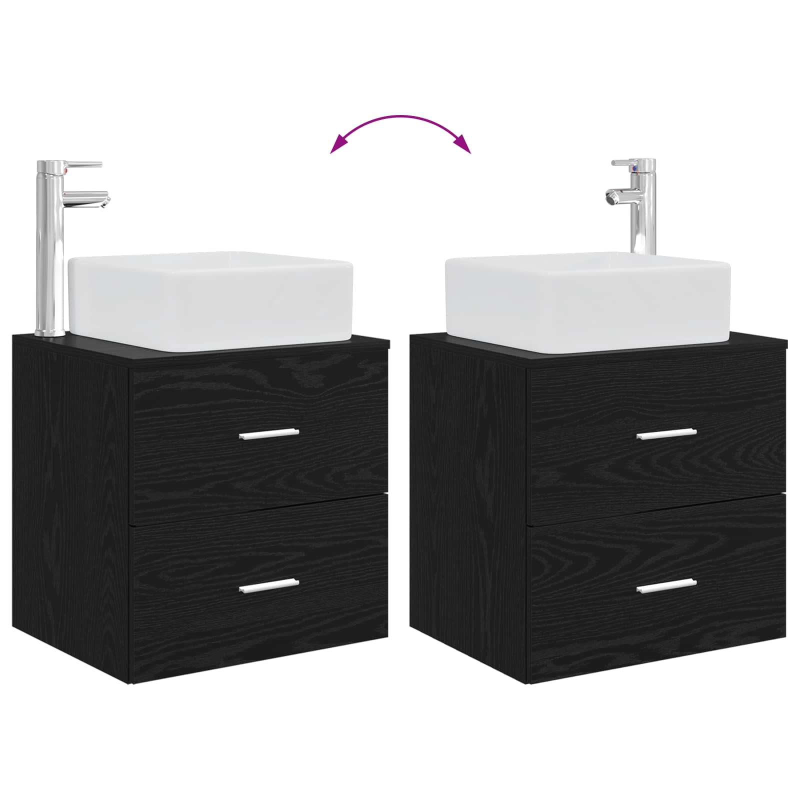 Umivaonik s policom Crni hrast 53 x 34,5 x 63 cm