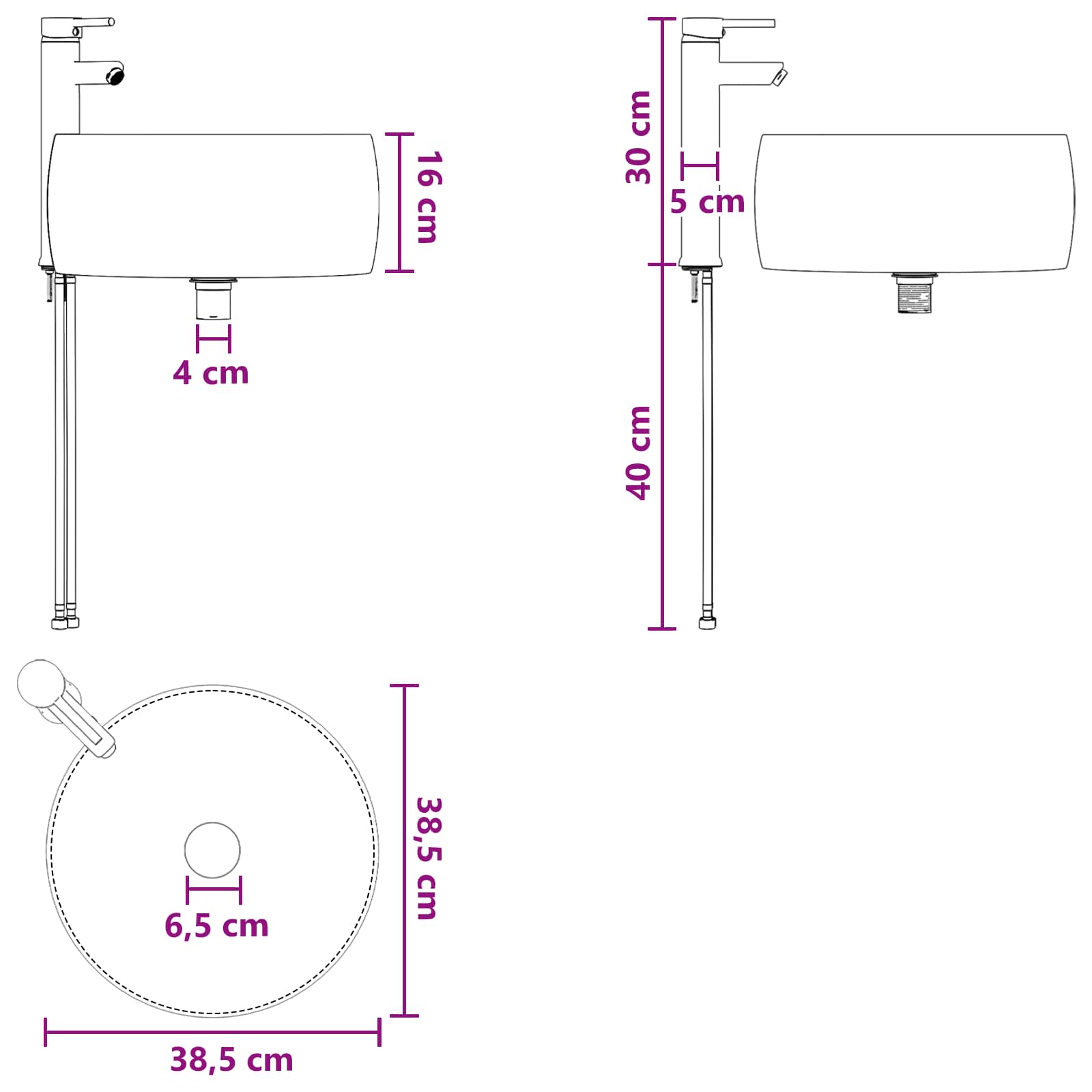 Umivaonik s policom Betonska siva 49,5 x 44,5 x 66 cm