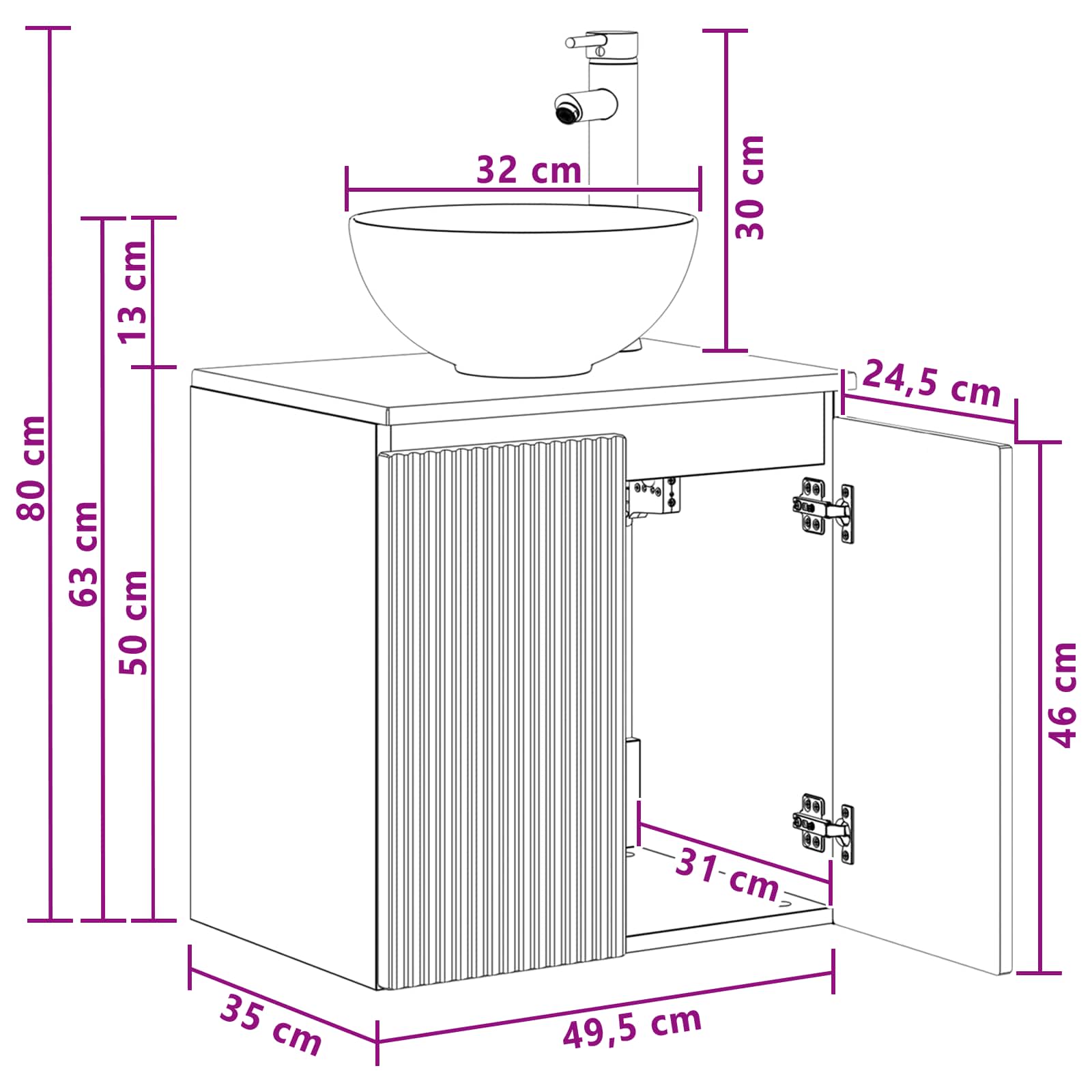 Umivaonik s policom Bijela 49,5 x 35 x 63 cm Konstruirano drvo