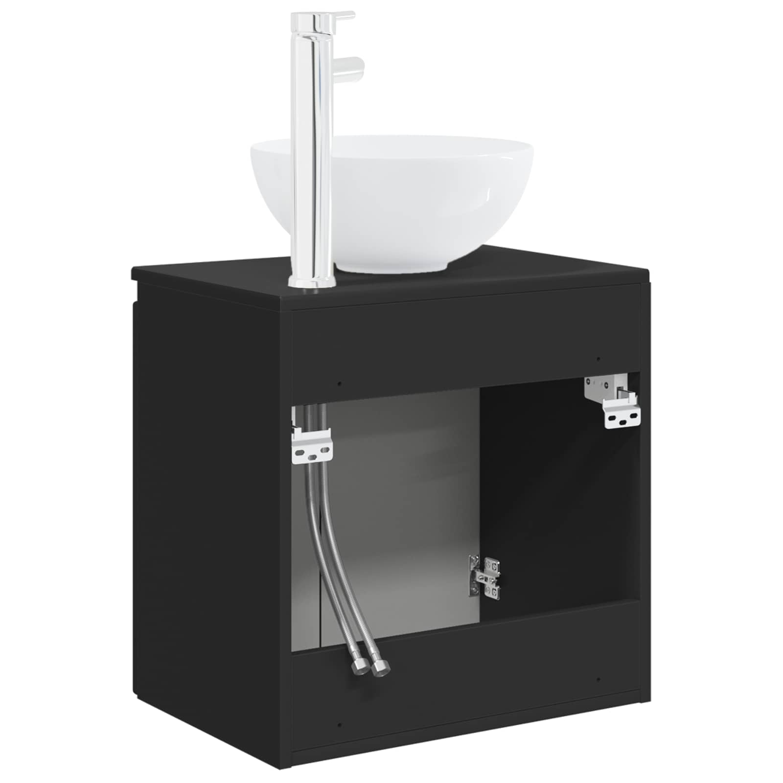 Umivaonik s policom Crna 49,5 x 35 x 63 cm Konstruirano drvo