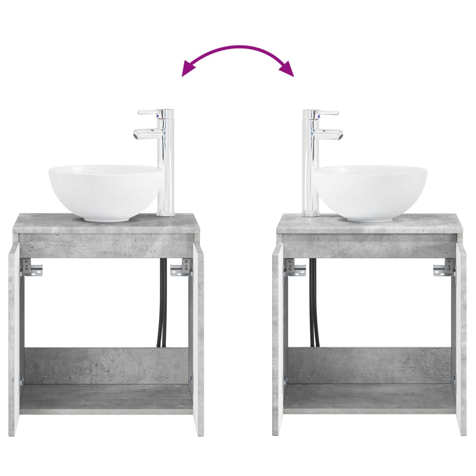 Umivaonik s policom Betonska siva 49,5 x 35 x 63 cm