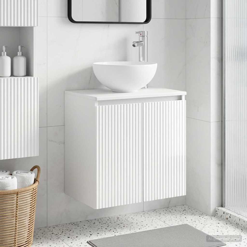 Umivaonik s policom Bijela visokog sjaja 49,5 x 35 x 63 cm