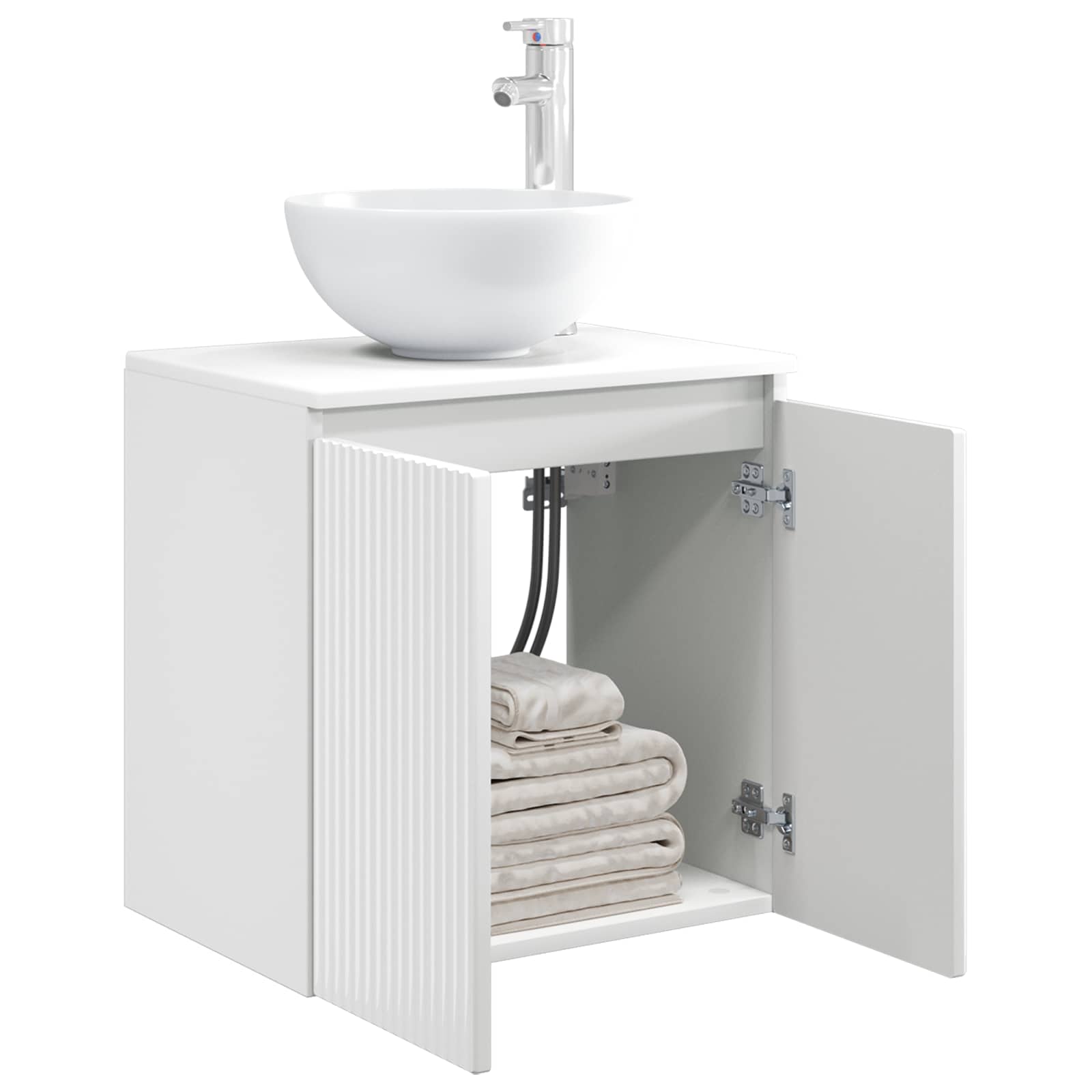Umivaonik s policom Bijela visokog sjaja 49,5 x 35 x 63 cm