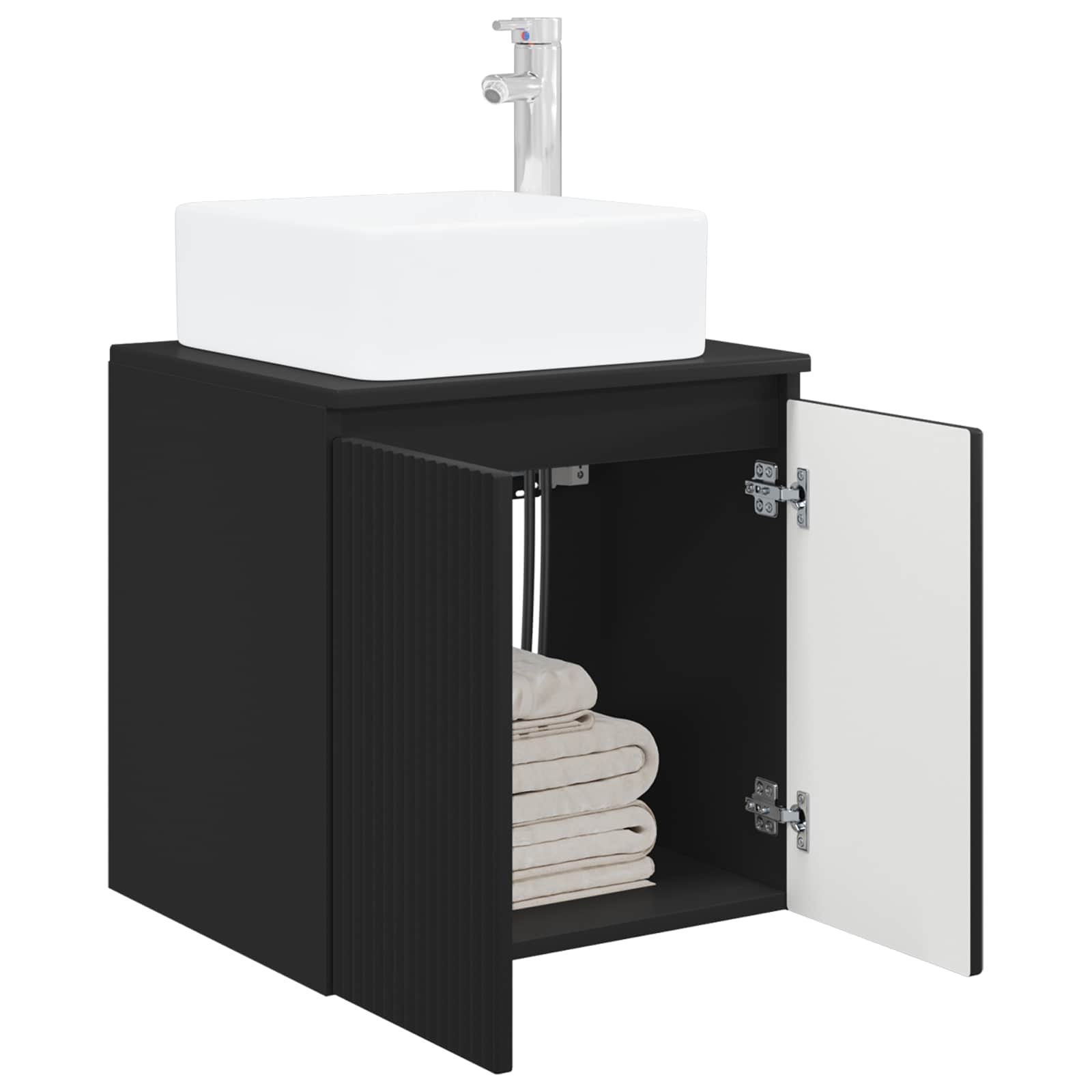 Umivaonik s policom Crna 49,5 x 41 x 63 cm Konstruirano drvo