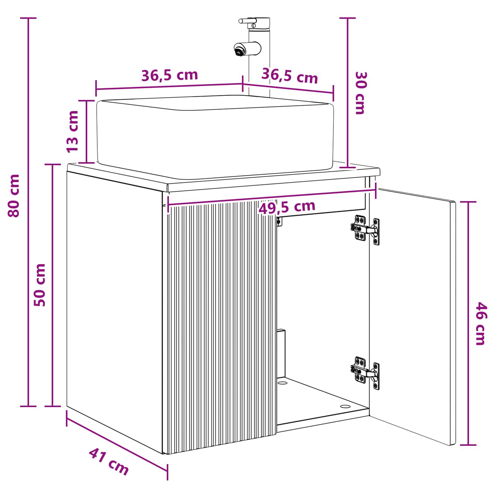 Umivaonik s policom Dimljeni hrast 49,5 x 41 x 63 cm