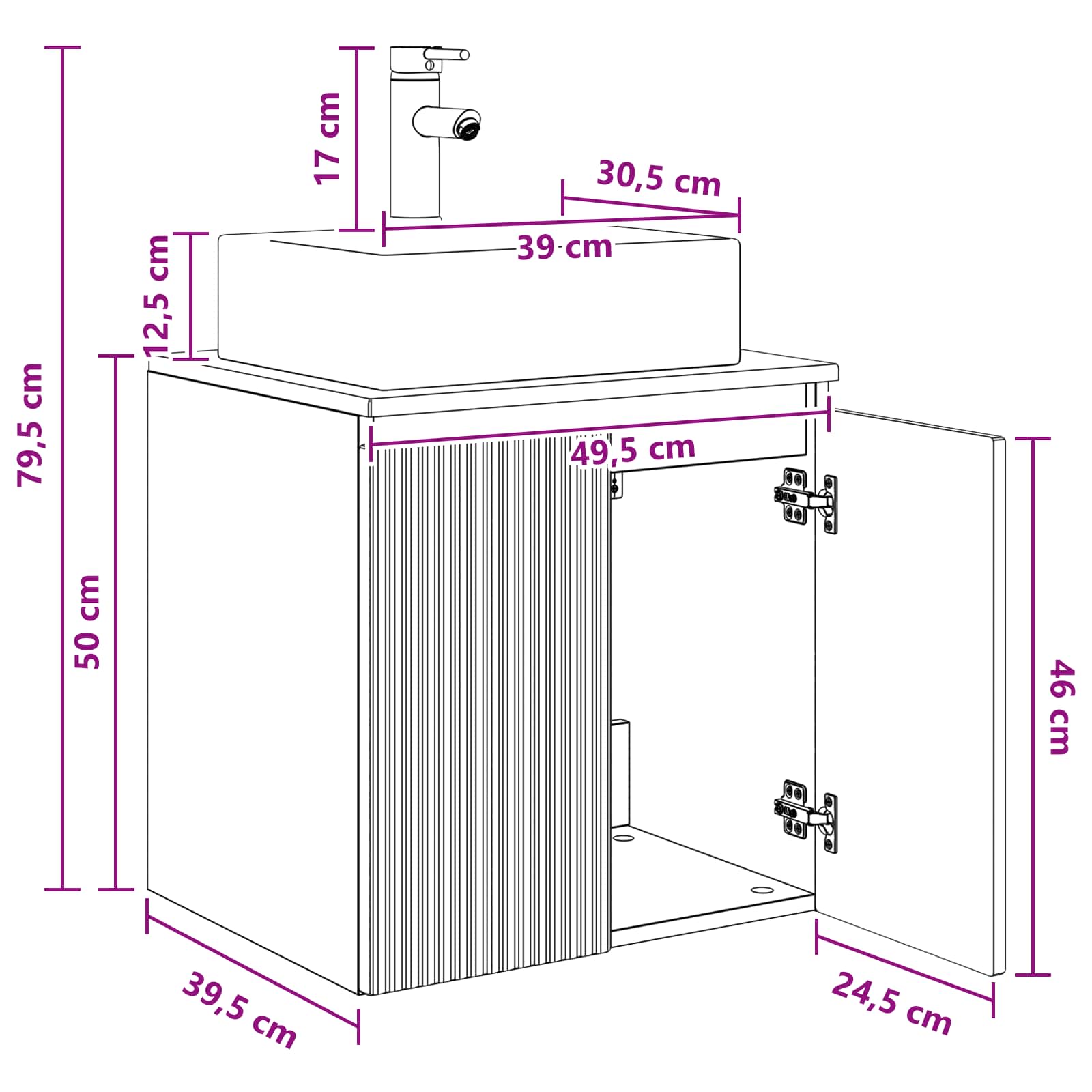 Umivaonik s policom Hrast artisan 49,5 x 41 x 62,5 cm
