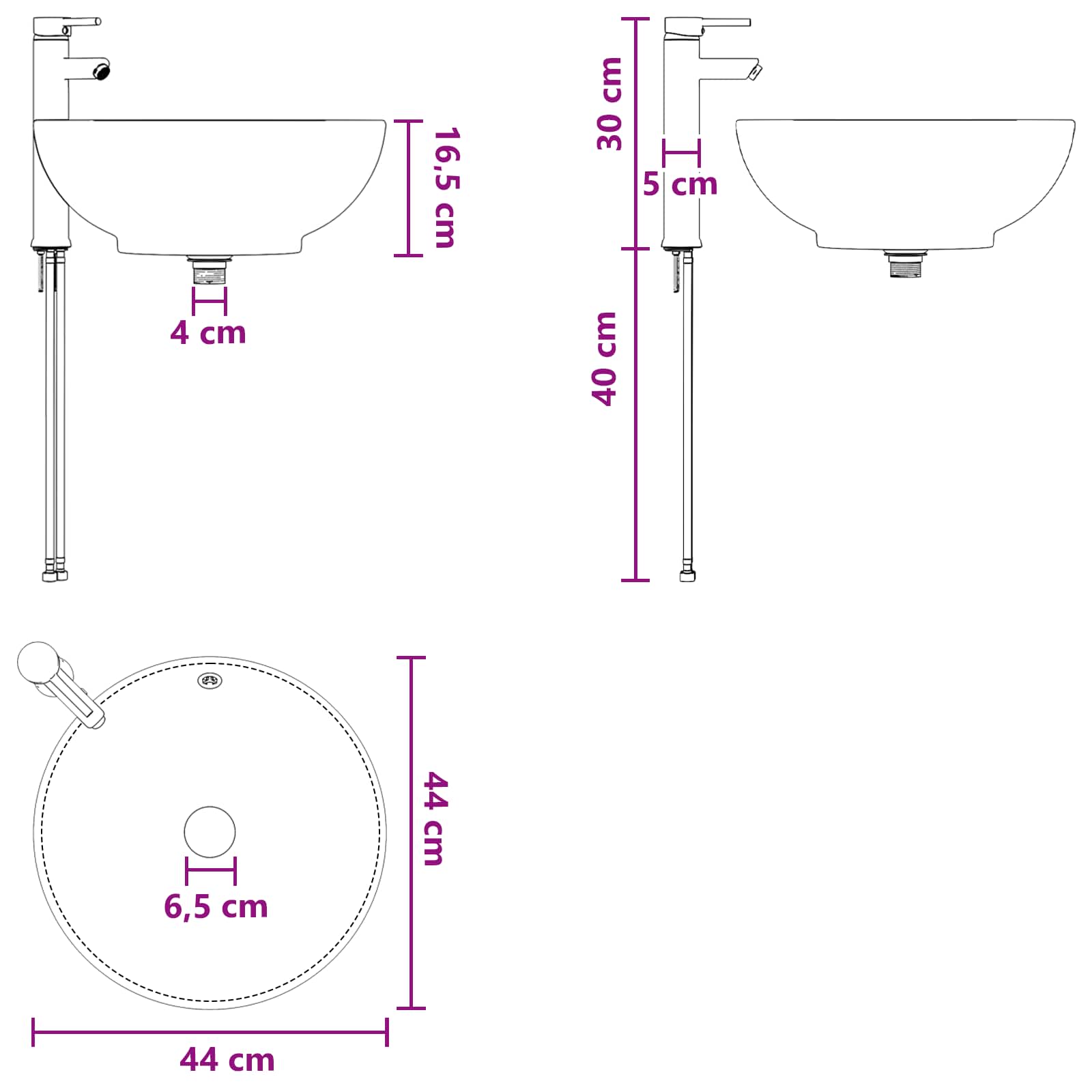 Umivaonik s policom Betonska siva 49,5 x 44,5 x 65 cm