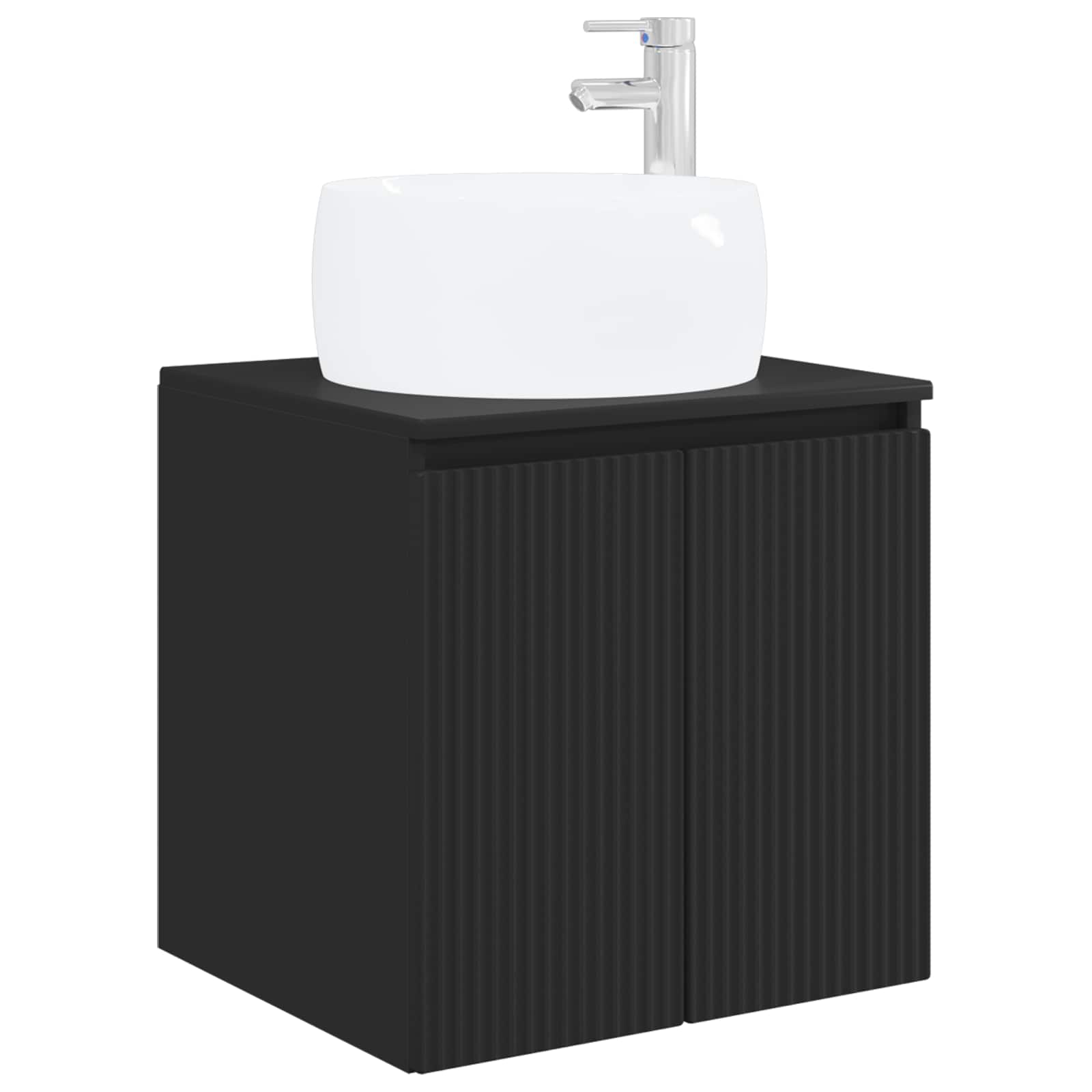 Umivaonik s policom Crna 49,5 x 44,5 x 66 cm Konstruirano drvo
