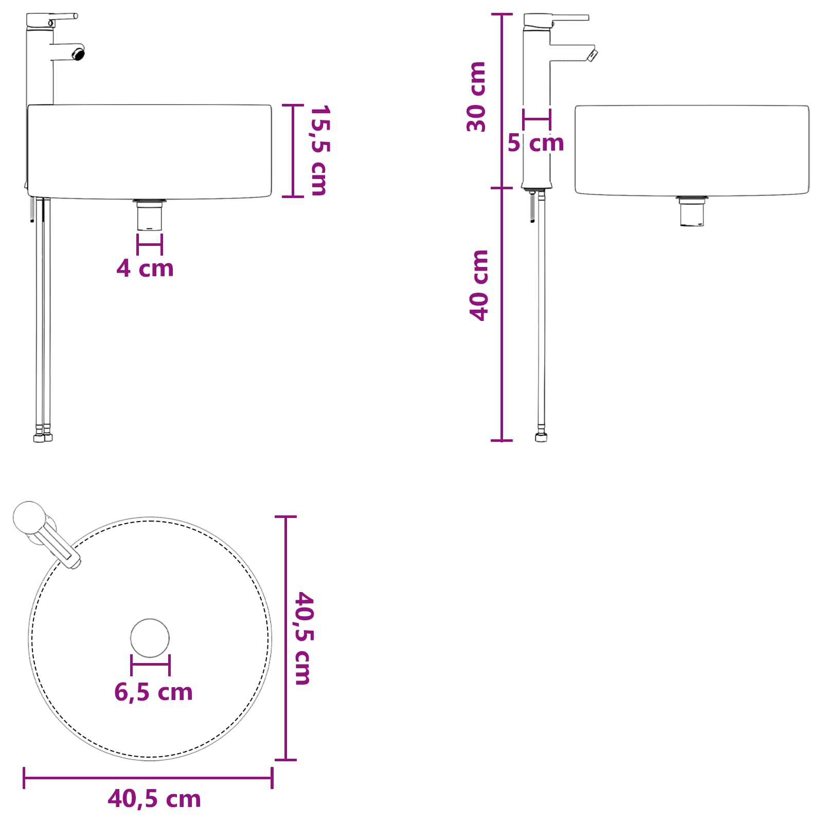 Umivaonik s policom za zid Hrast sonoma 49,5 x 44,5 x 65,5 cm