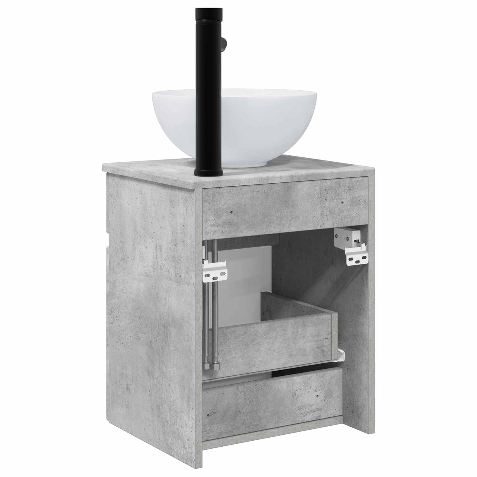 Umivaonik s policom za zid Betonska siva 39 x 35 x 63 cm