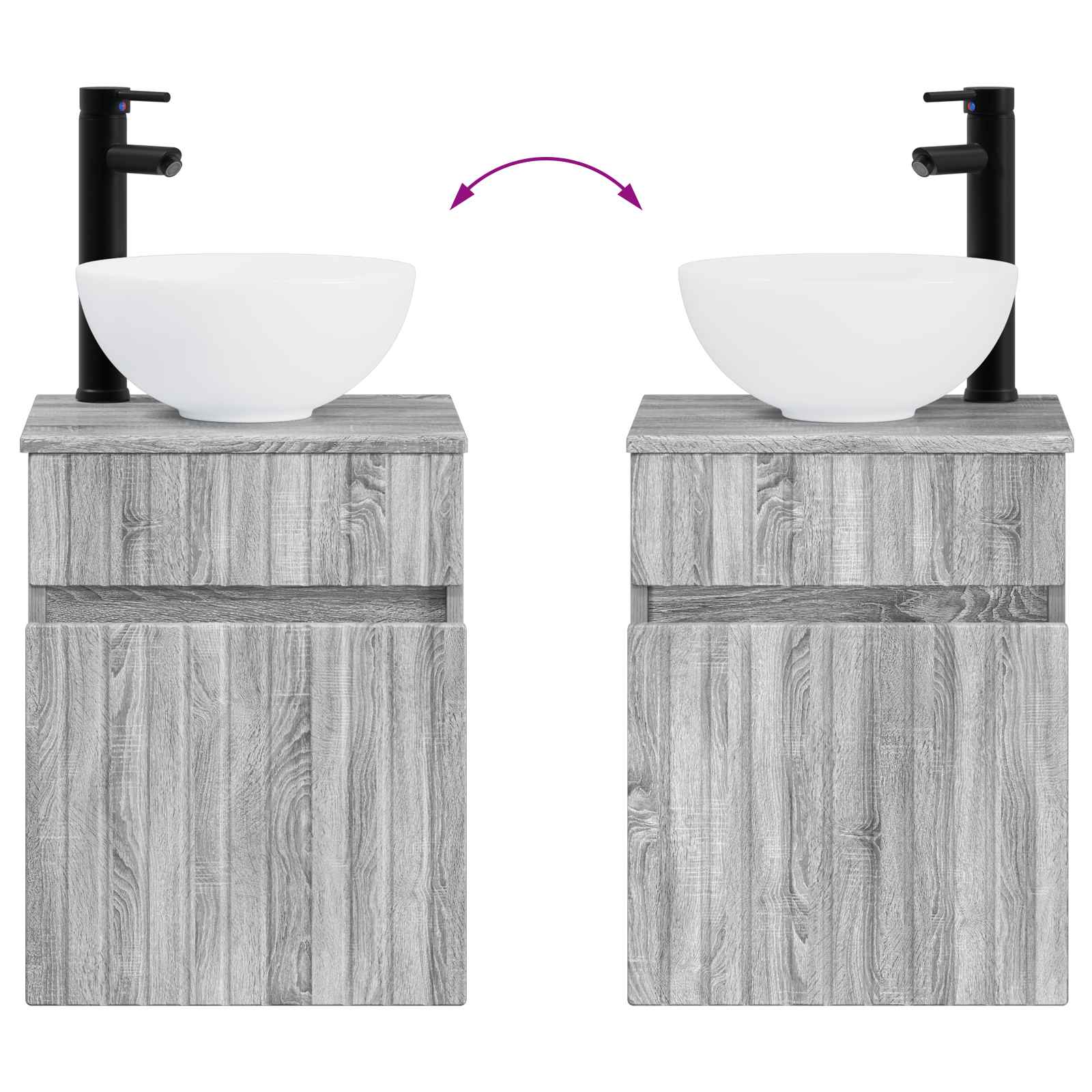 Umivaonik s policom za zid Siva Sonoma 39 x 35 x 63 cm