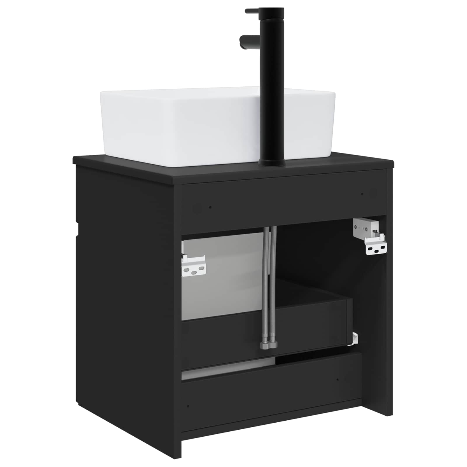 Umivaonik s policom za zid Crna 49 x 41 x 63 cm