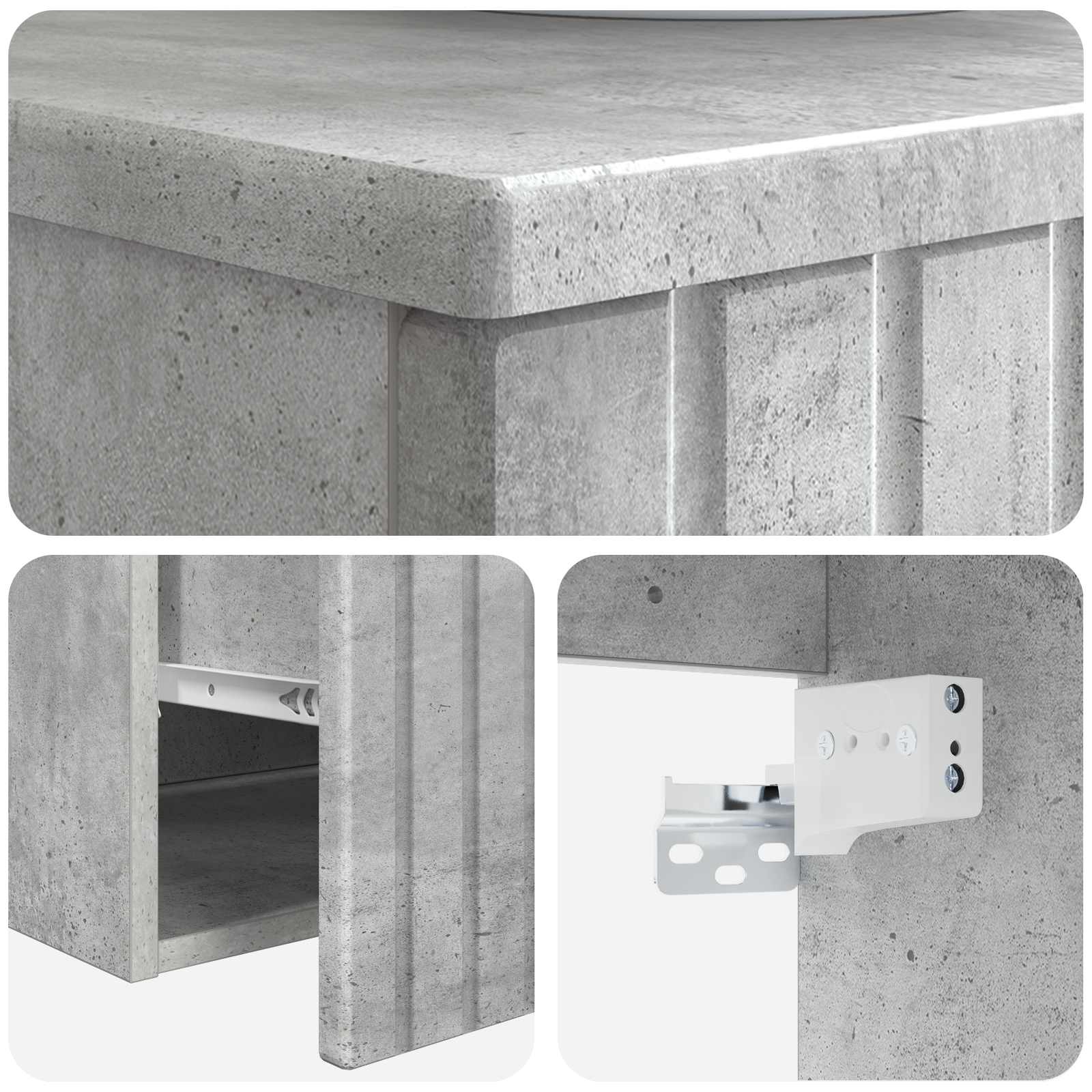 Umivaonik s policom za zid Betonska siva 49 x 44,5 x 65 cm