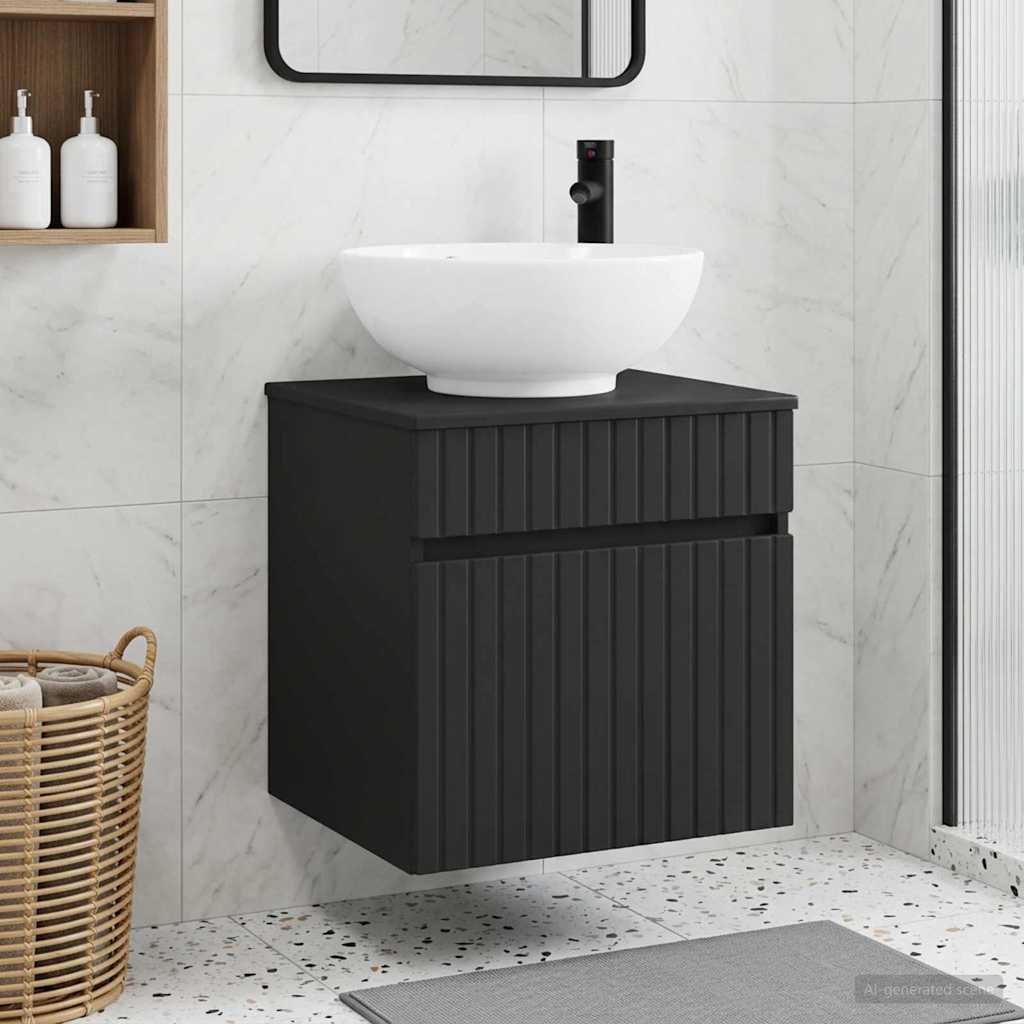 Umivaonik s policom za zid Crna 49 x 44,5 x 66,5 cm