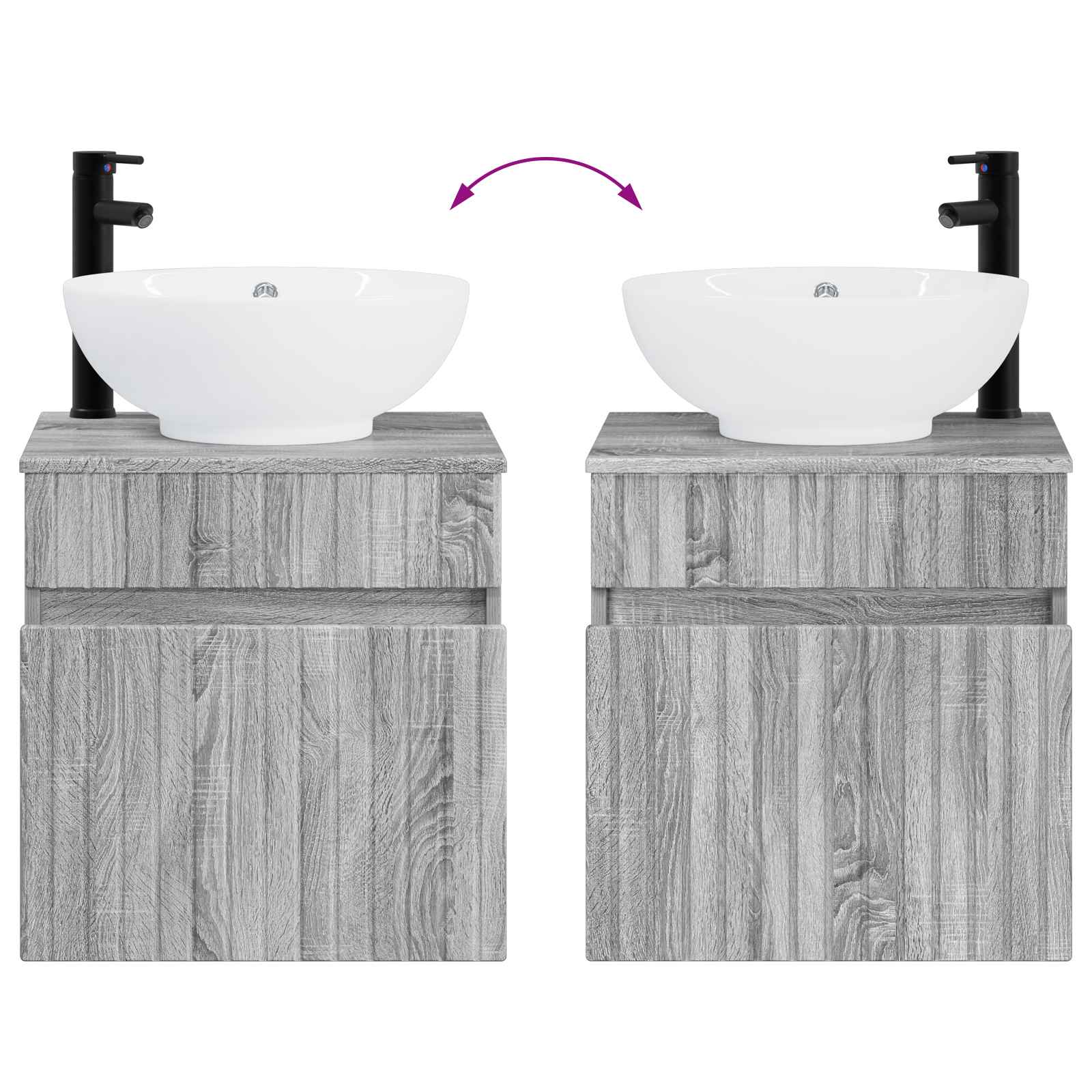 Umivaonik s policom za zid Siva Sonoma 49 x 44,5 x 66,5 cm
