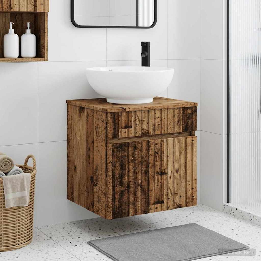 Umivaonik s policom za zid Staro drvo 49 x 44,5 x 66,5 cm