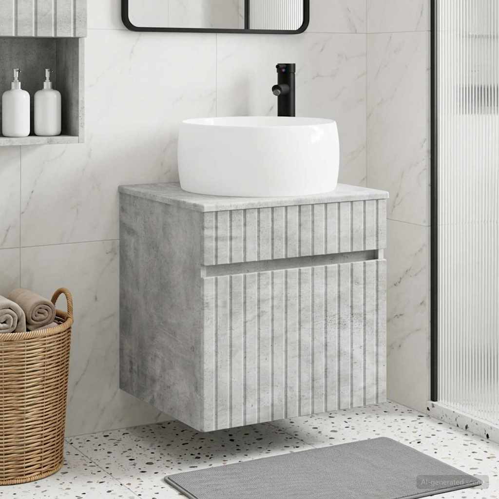 Umivaonik s policom za zid Betonska siva 49 x 44,5 x 66 cm