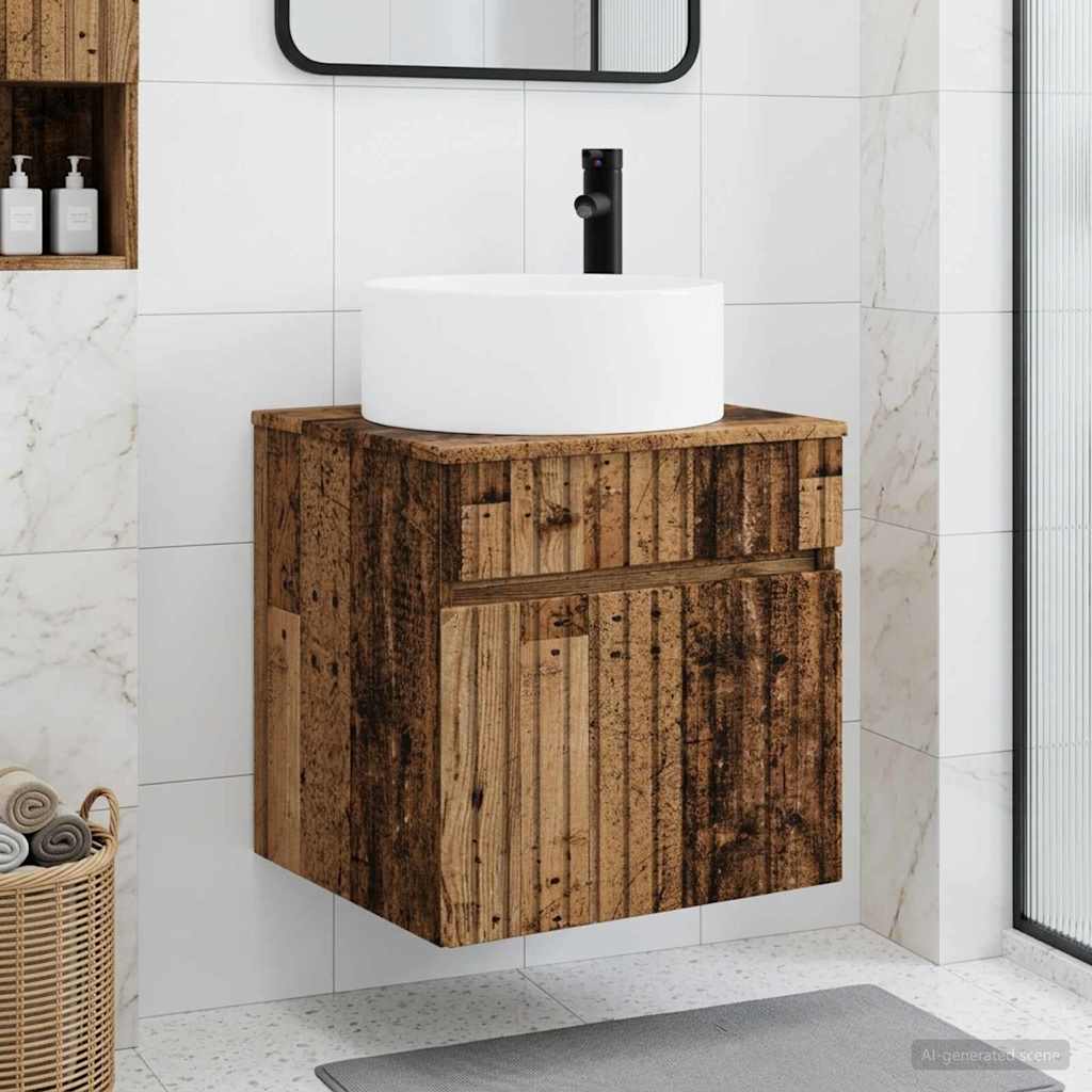 Umivaonik s policom za zid Staro drvo 49 x 44,5 x 65,5 cm