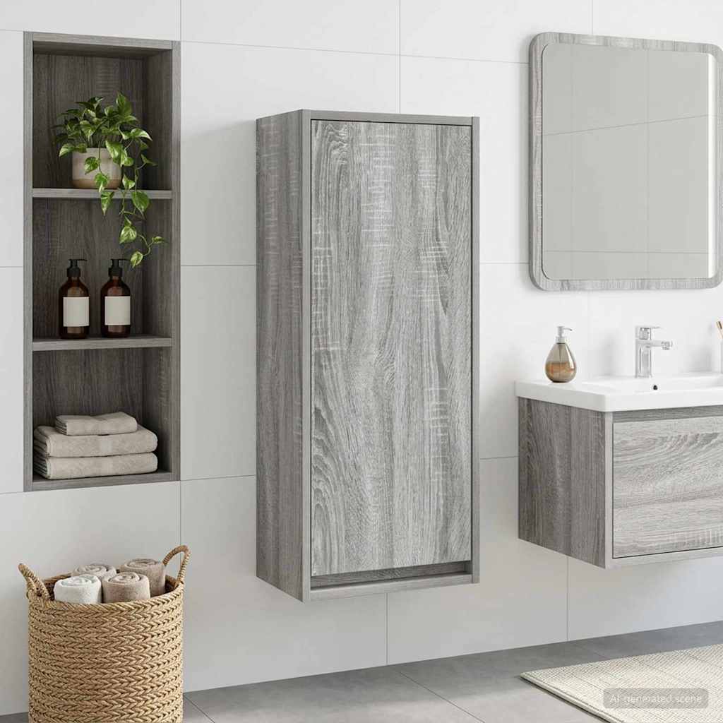 Umivaonik s policom za zid Siva Sonoma 35 x 20 x 81 cm