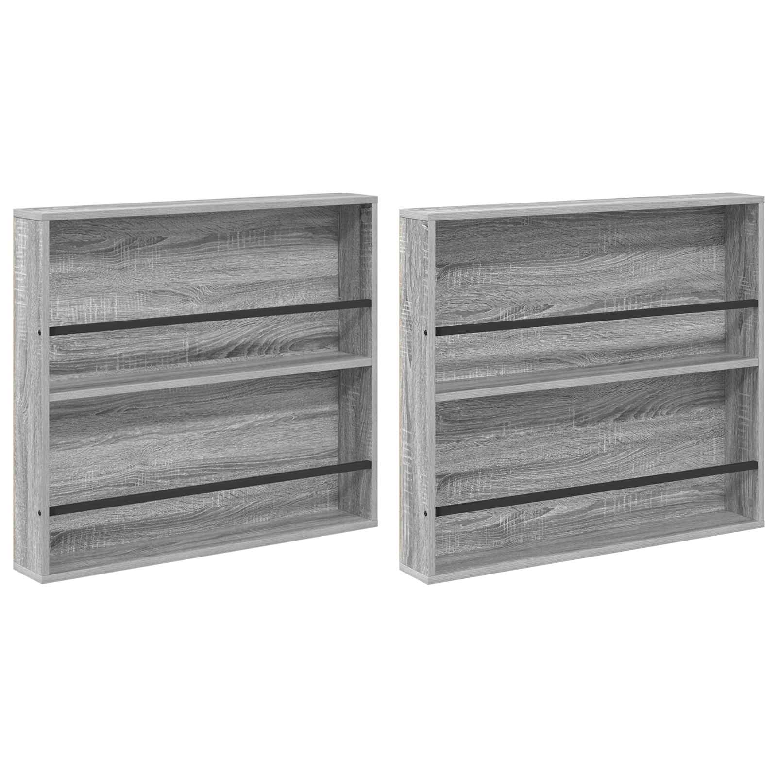 Polica za časopise s policom 2 pcs Siva Sonoma 80 x 12 x 70 cm