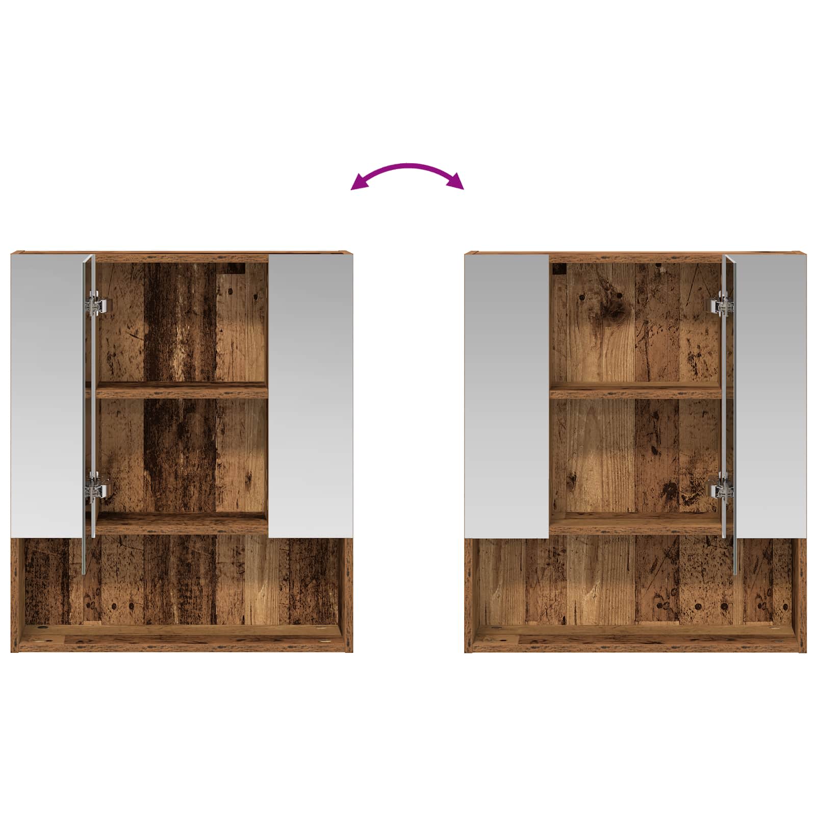 Kupaonski ormar s ogledalom Zidne Staro drvo 60 x 14.5 x 70 cm