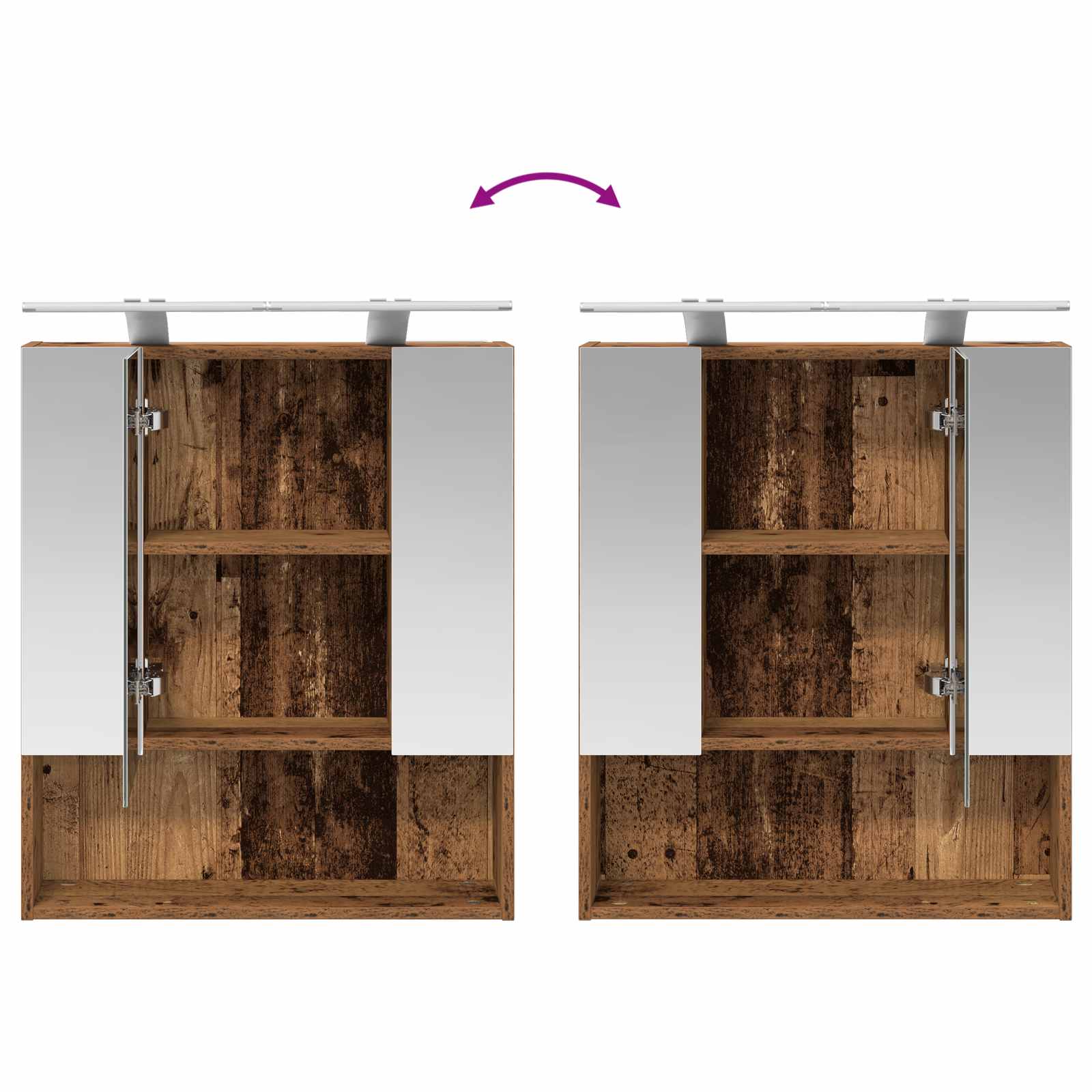 Kupaonski ormar s ogledalom Zidne Staro drvo 60 x 14.5 x 70 cm