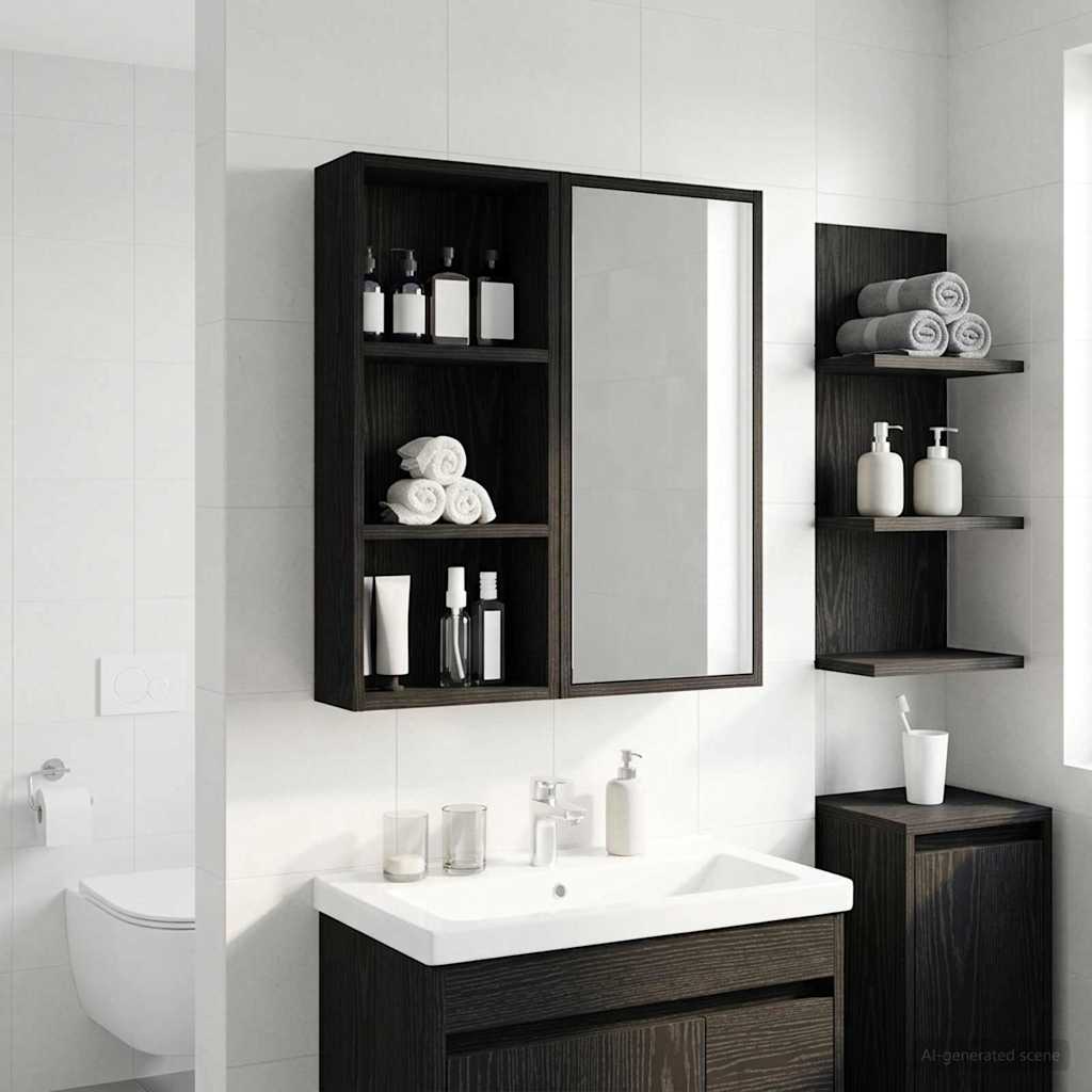 Kupaonski zidni ormarić s policom Crni Hrast 30 x 14 x 70 cm