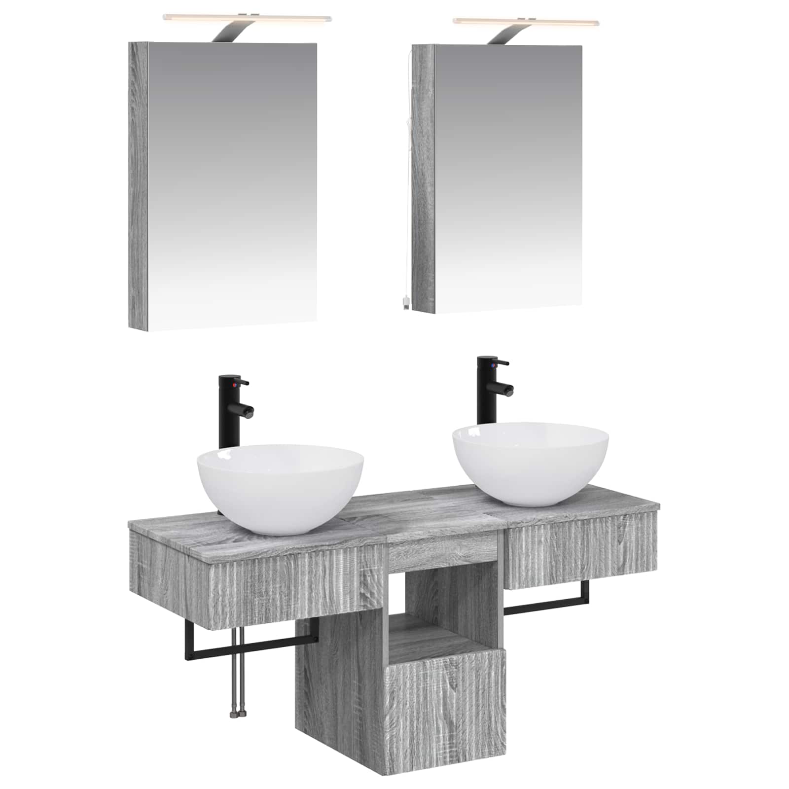 Set ormarića za kupaonicu 5 pcs Siva Sonoma 40 x 10,5 x 60,5 cm