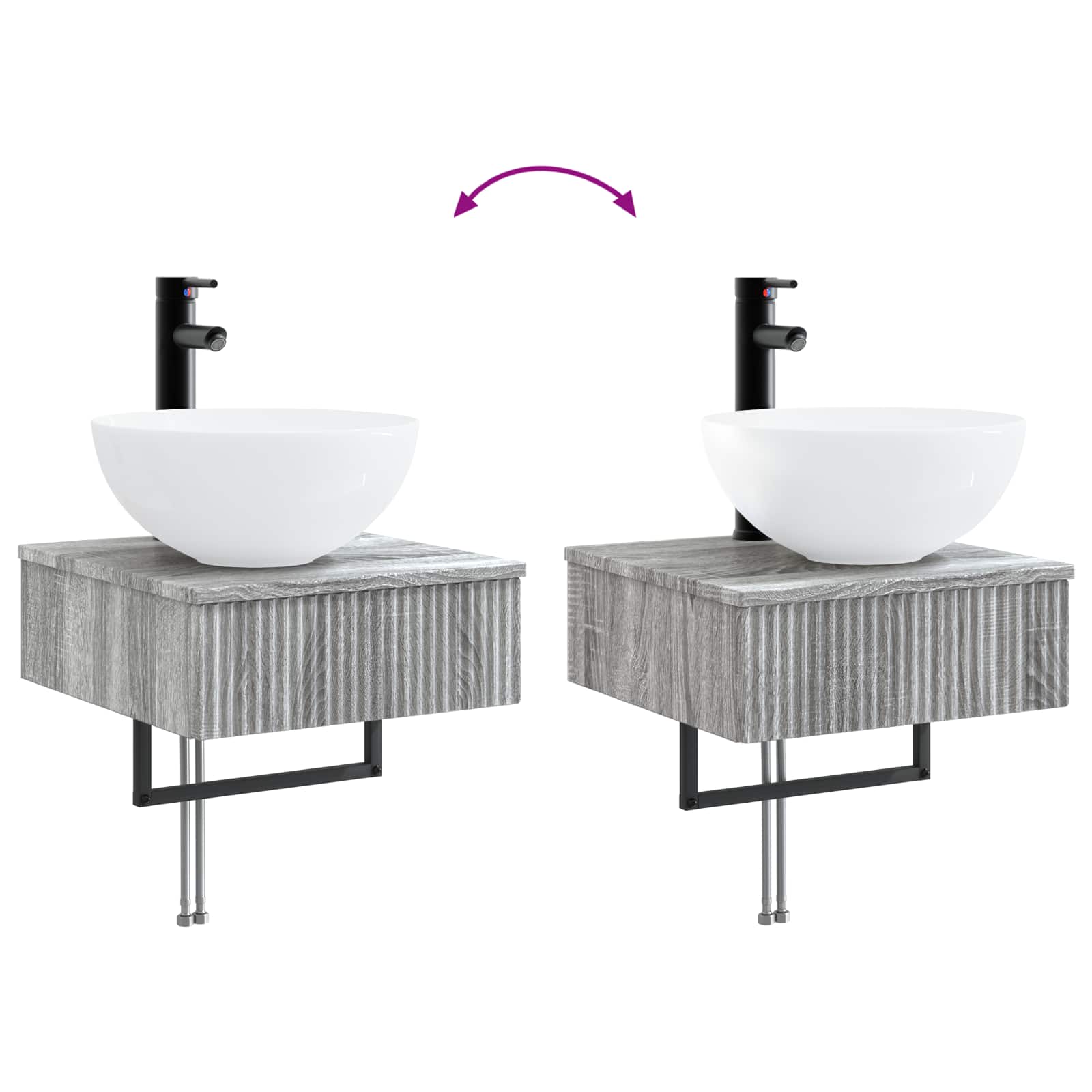 Set ormarića za kupaonicu 5 pcs Siva Sonoma 40 x 10,5 x 60,5 cm