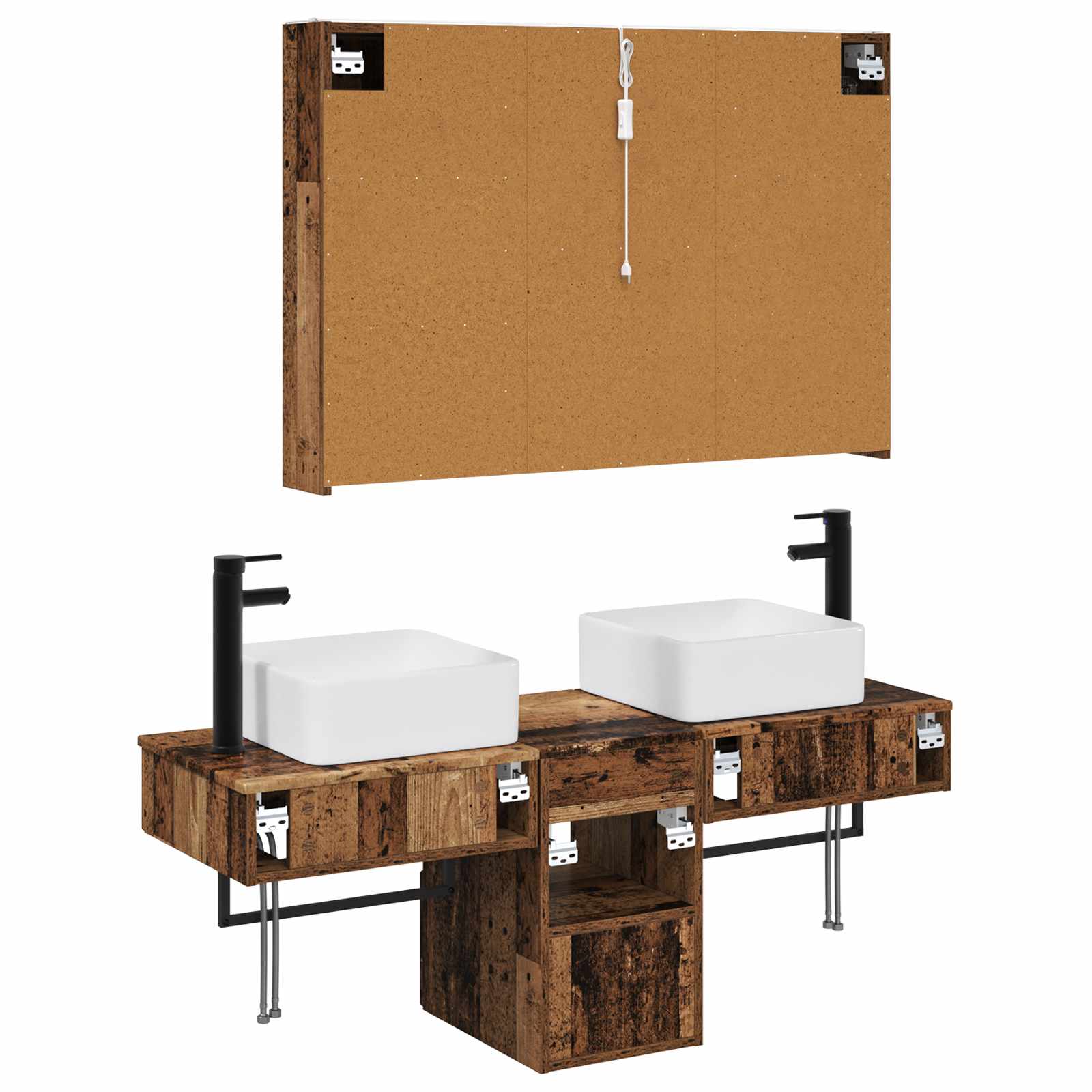 Set ormarića za kupaonicu 4 pcs Staro drvo 103,5 x 15,5 x 70 cm