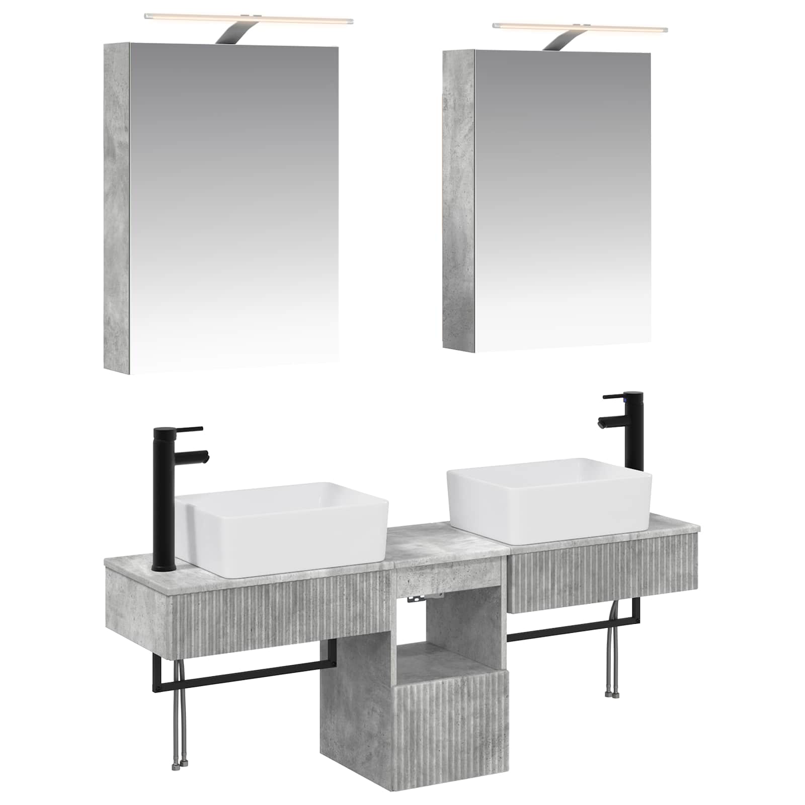 Set ormarića za kupaonicu 5 pcs Betonska siva 50 x 14,5 x 70 cm