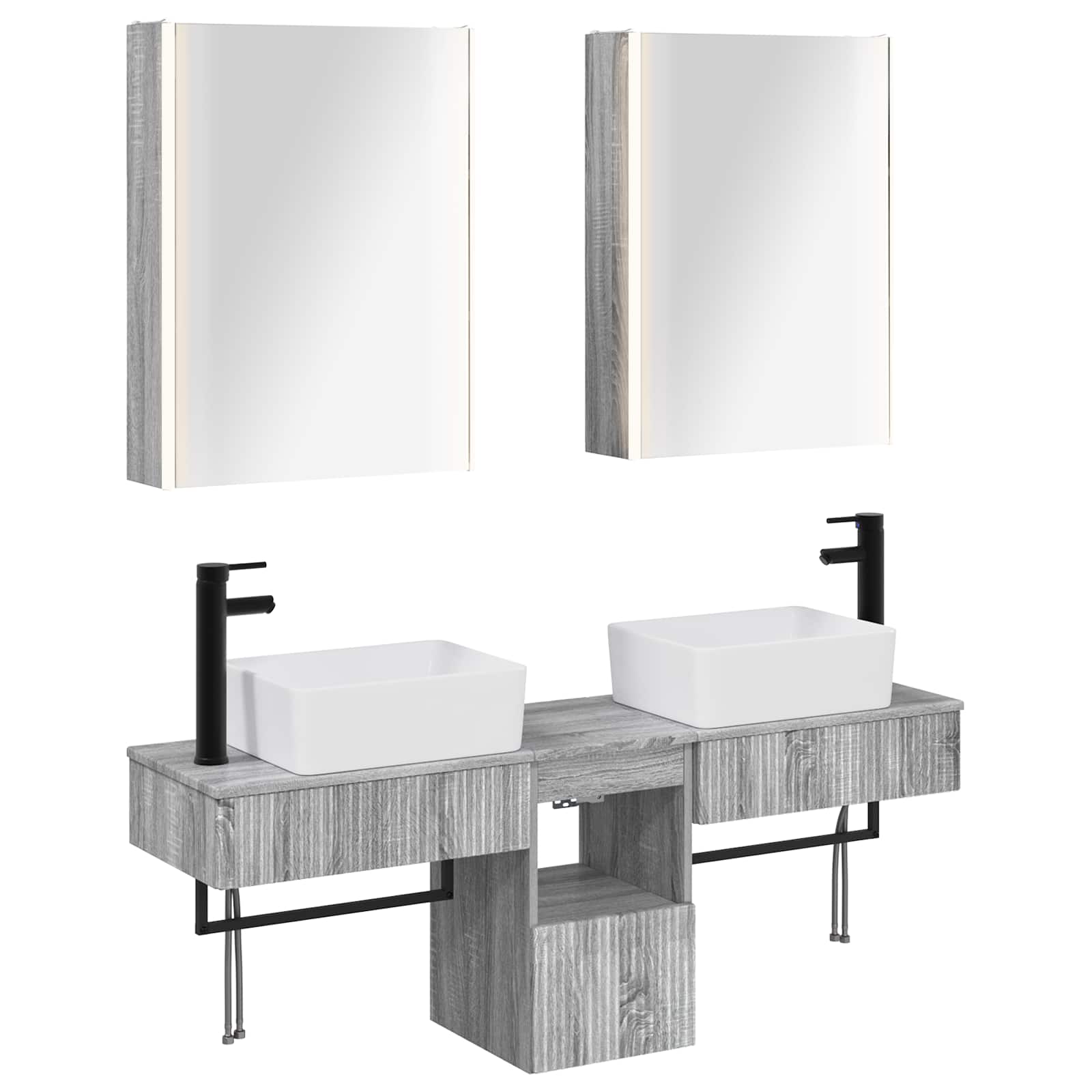 Set ormarića za kupaonicu 5 pcs Siva Sonoma 53 x 15,5 x 70 cm