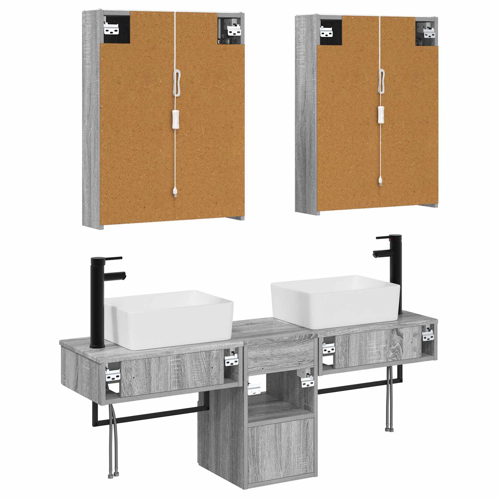 Set ormarića za kupaonicu 5 pcs Siva Sonoma 53 x 15,5 x 70 cm
