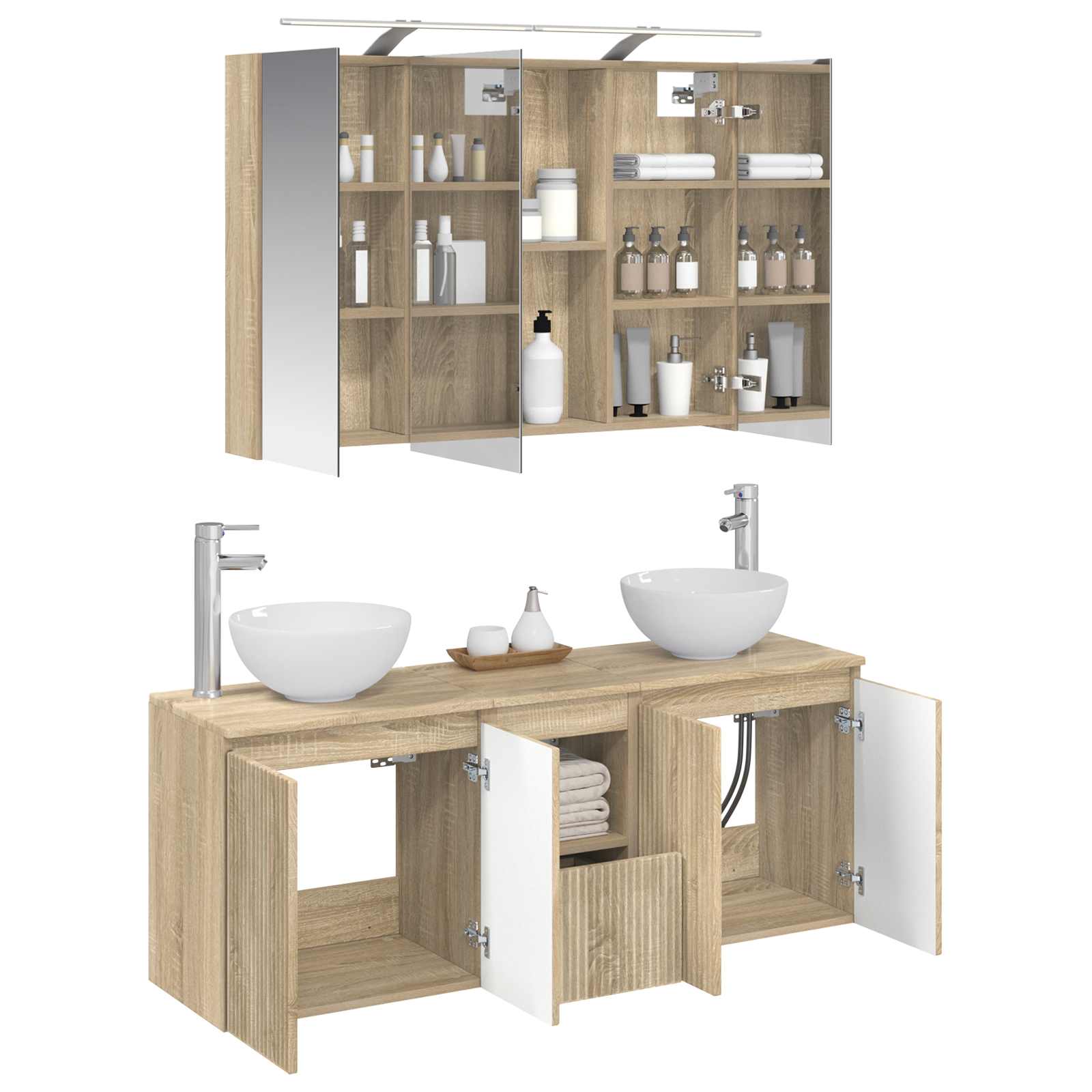 Set ormarića za kupaonicu 4 pcs Hrast sonoma 100 x 14,5 x 70 cm