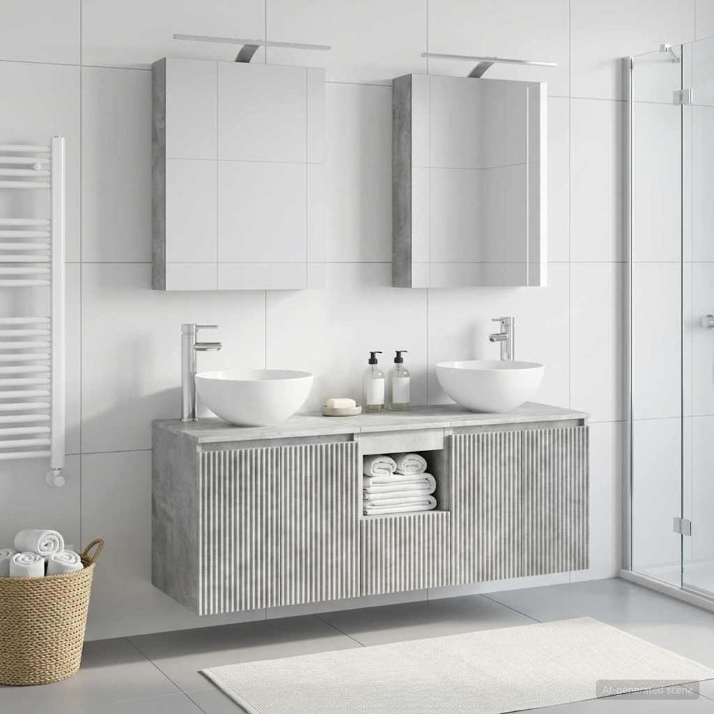 Set ormarića za kupaonicu 5 pcs Betonska siva 50 x 14,5 x 70 cm