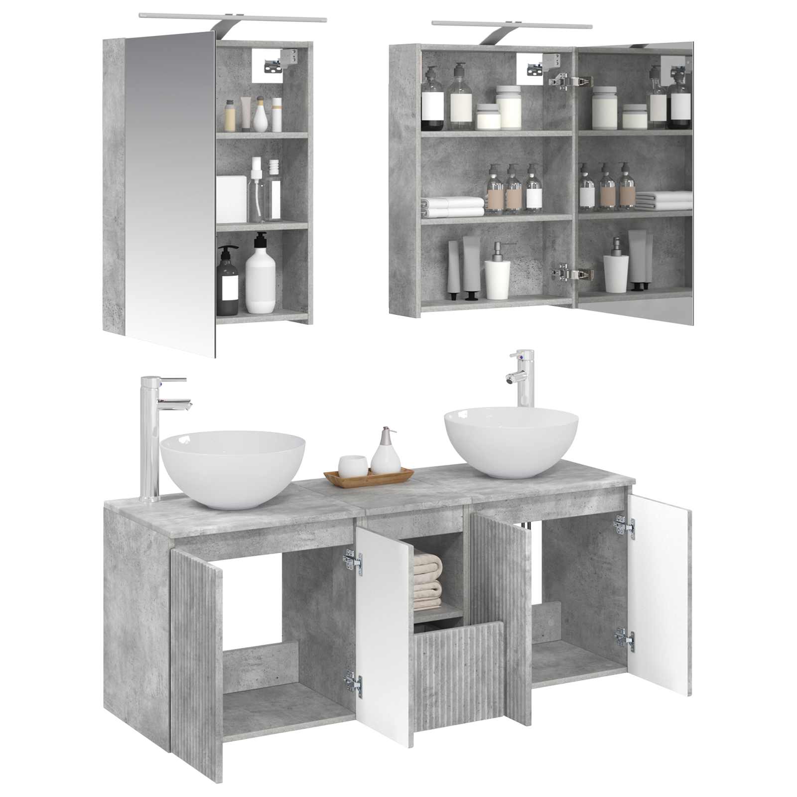 Set ormarića za kupaonicu 5 pcs Betonska siva 50 x 14,5 x 70 cm