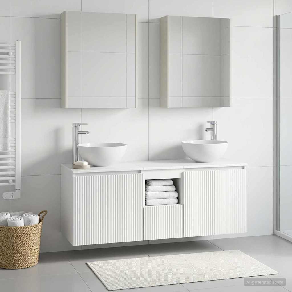 Set ormarića za kupaonicu 5 pcs Bijela 53 x 15,5 x 70 cm