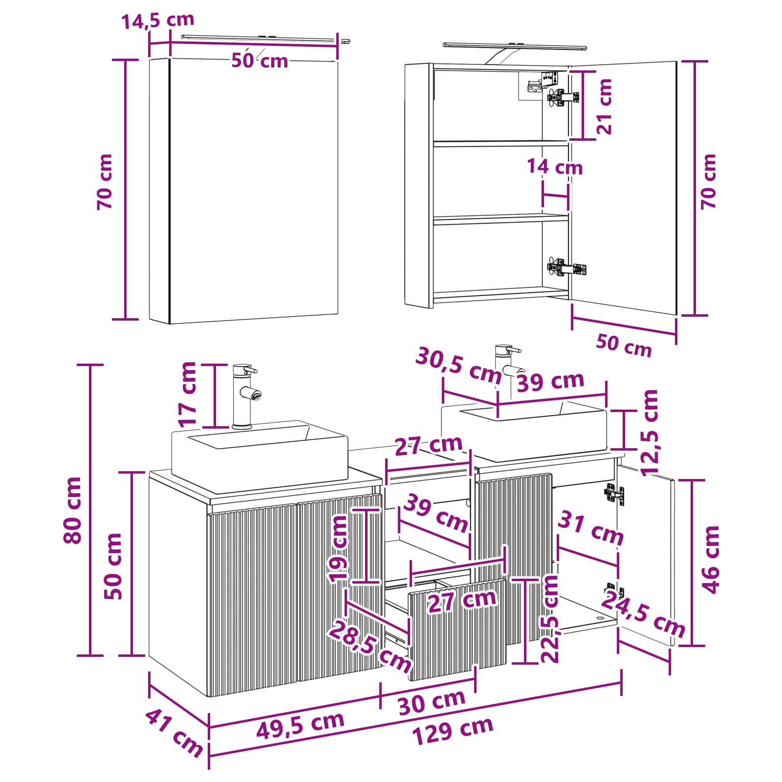 Set ormarića za kupaonicu 5 pcs Betonska siva Konstruirano drvo