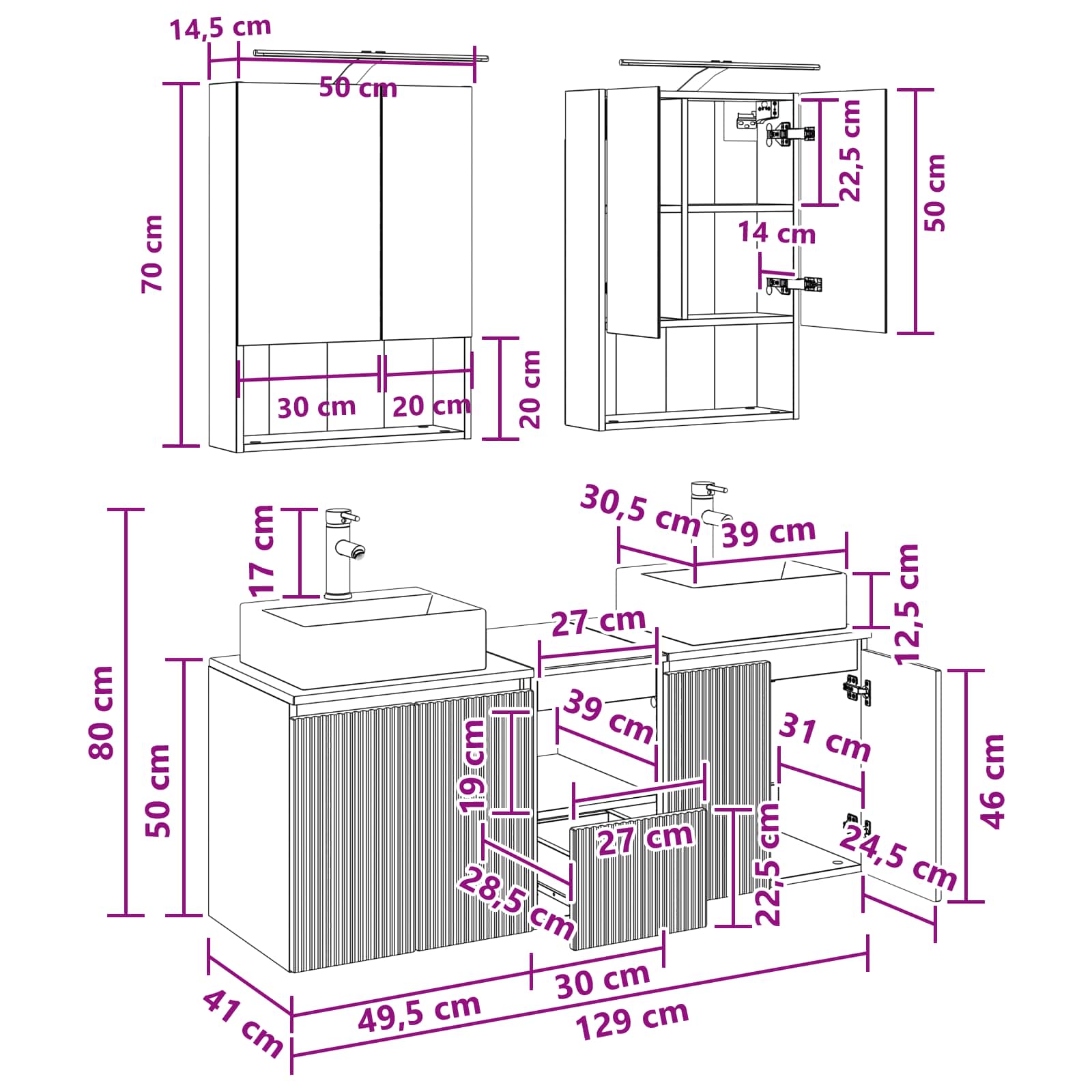 Set ormarića za kupaonicu 5 pcs Betonska siva Konstruirano drvo