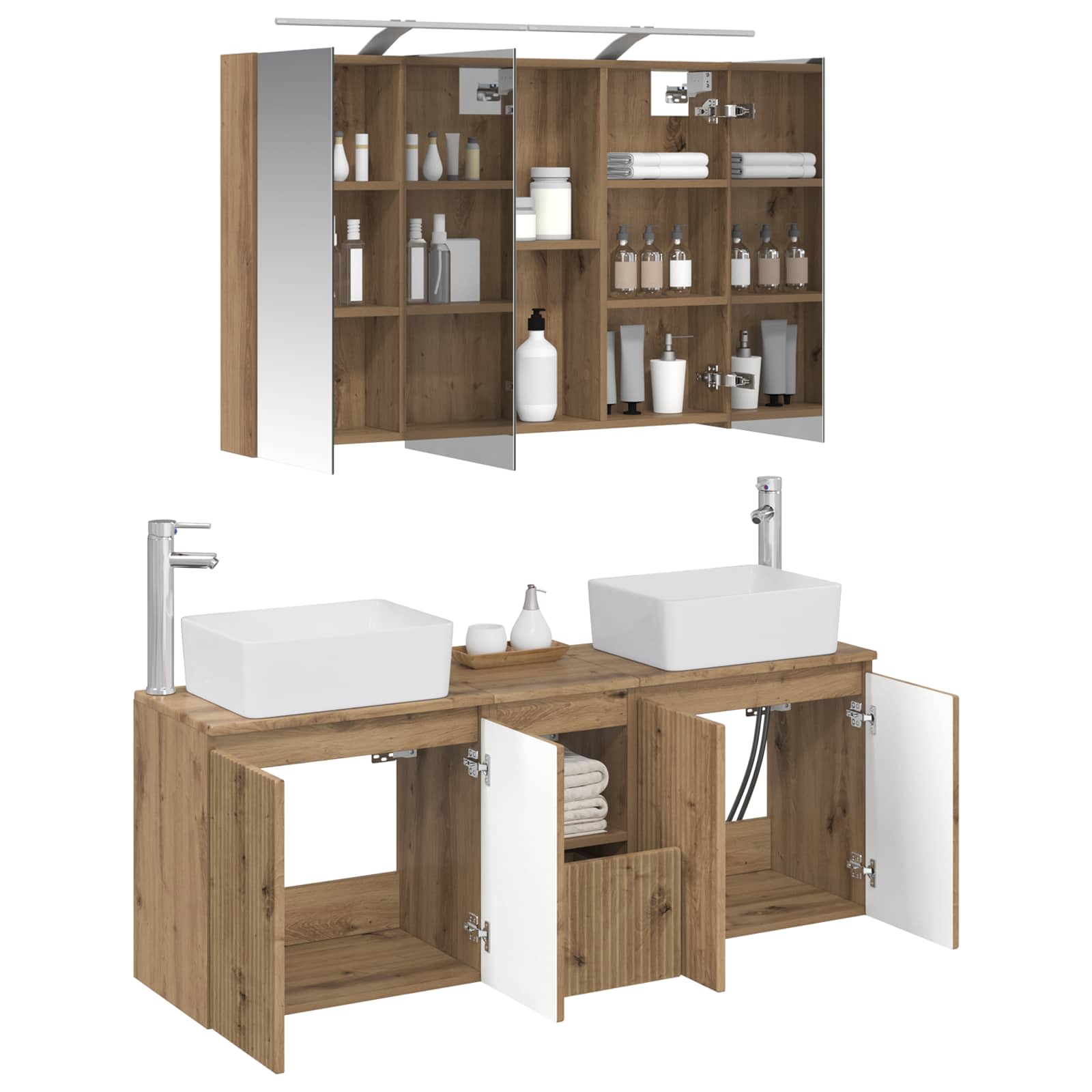 Set ormarića za kupaonicu 4 pcs Hrast artisan Konstruirano drvo