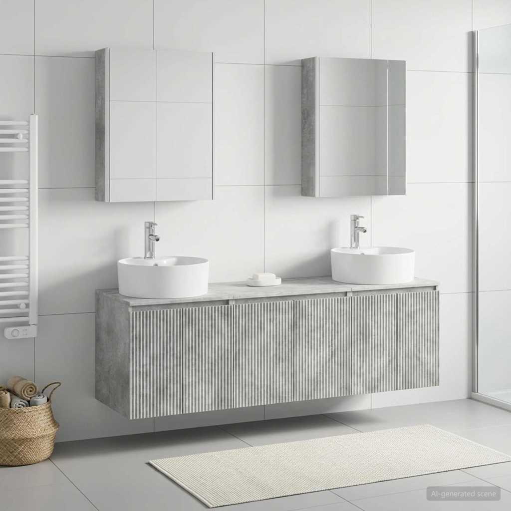 Set ormarića za kupaonicu 5 pcs Betonska siva Konstruirano drvo
