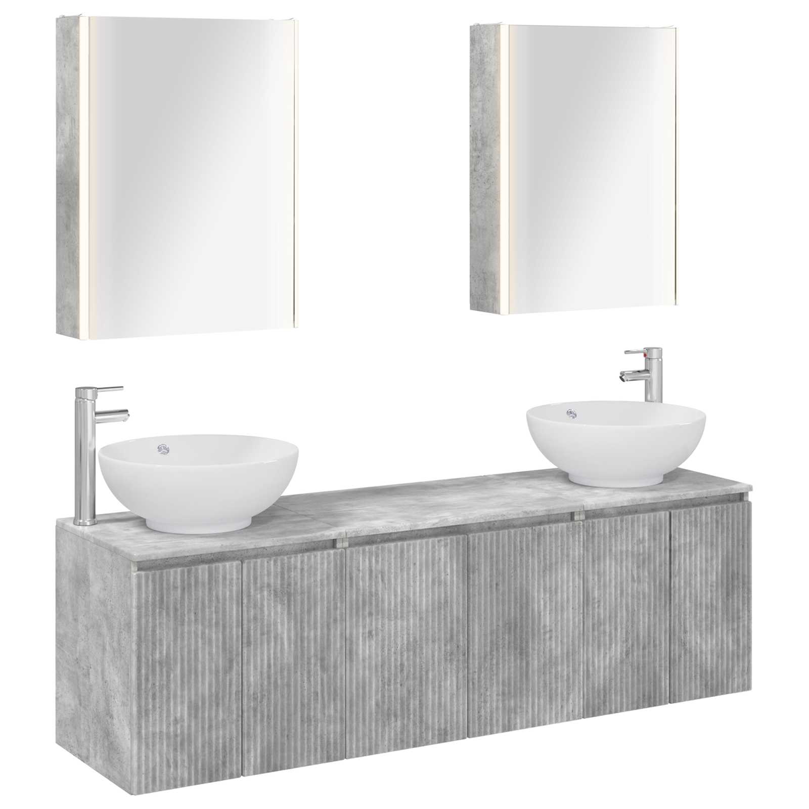 Set ormarića za kupaonicu 5 pcs Betonska siva Konstruirano drvo