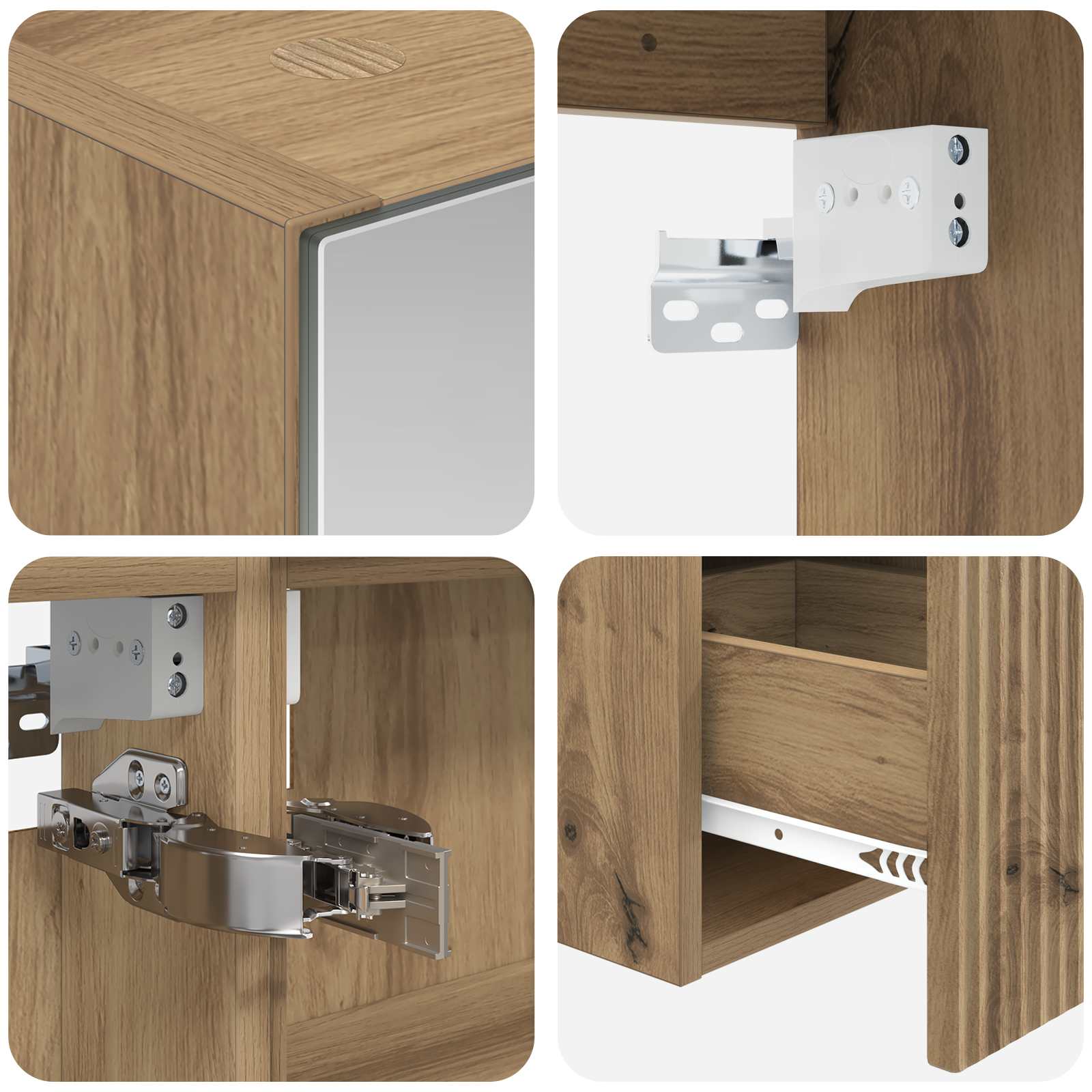 Set ormarića za kupaonicu 4 pcs Hrast artisan Konstruirano drvo