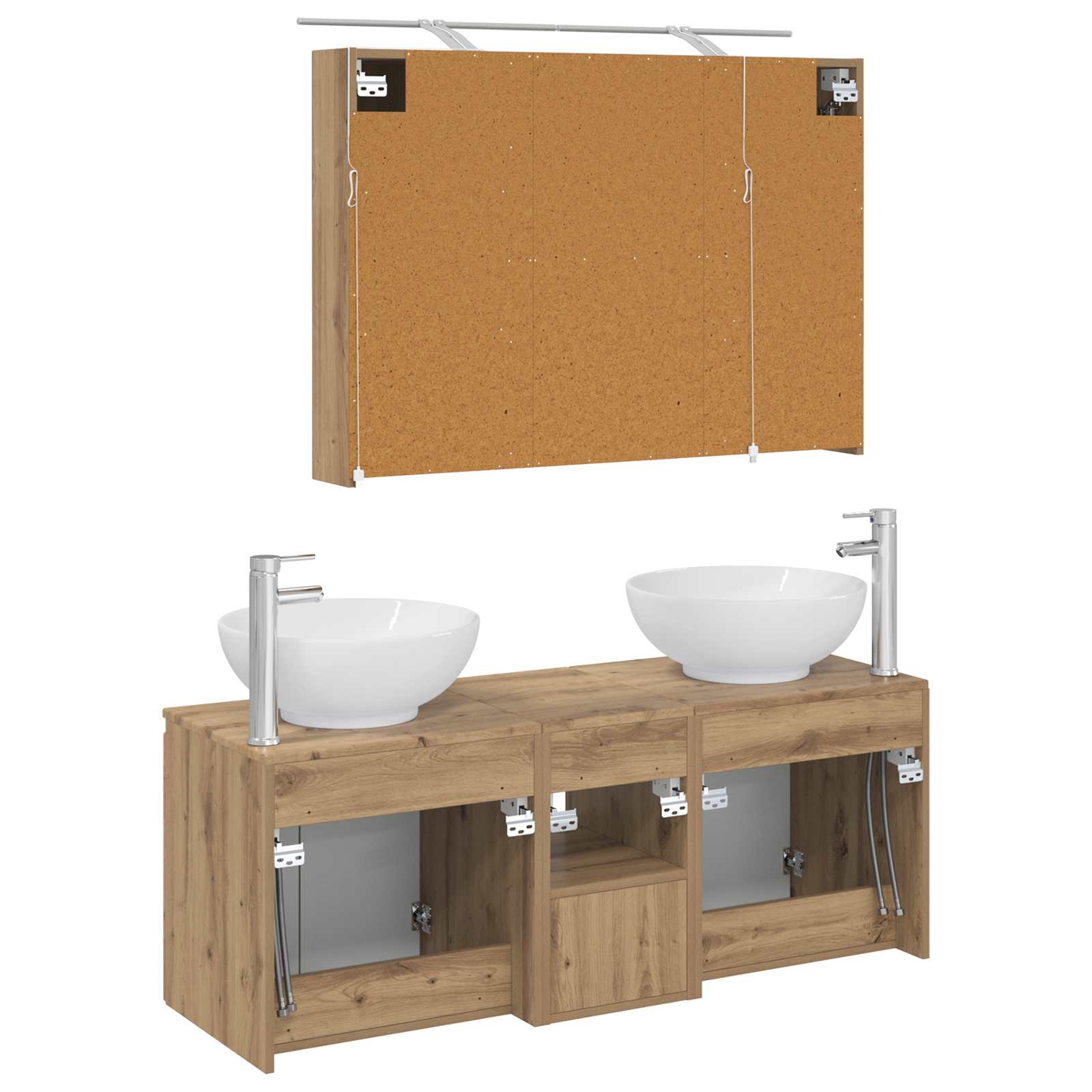 Set ormarića za kupaonicu 4 pcs Hrast artisan Konstruirano drvo