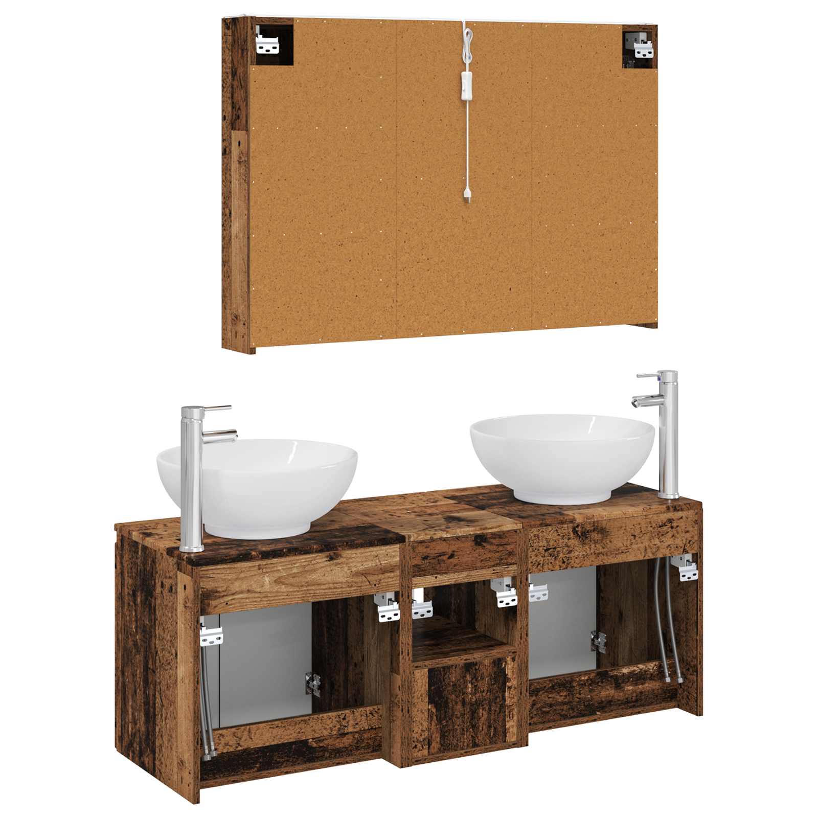 Set ormarića za kupaonicu 4 pcs Staro drvo Konstruirano drvo