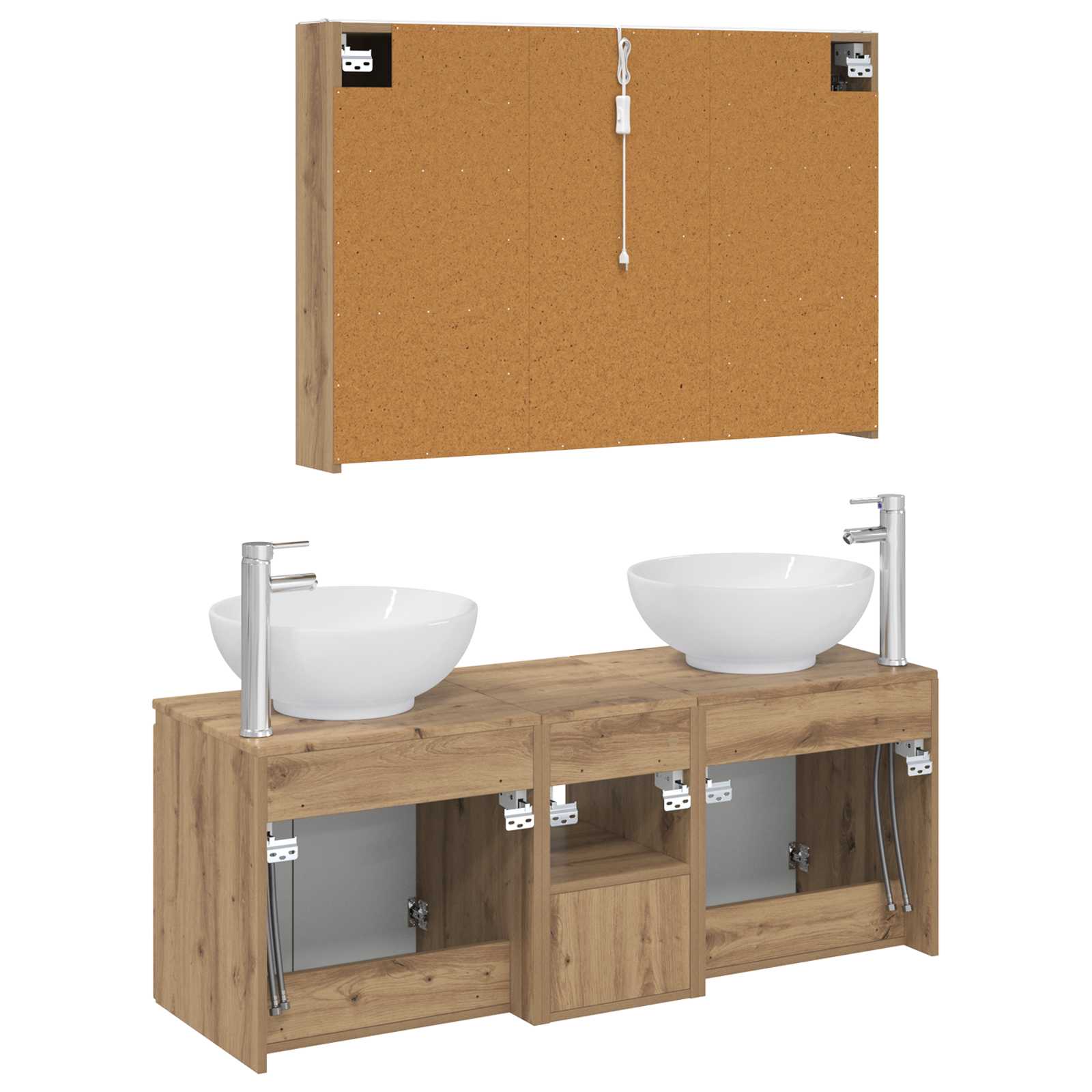 Set ormarića za kupaonicu 4 pcs Hrast artisan Konstruirano drvo