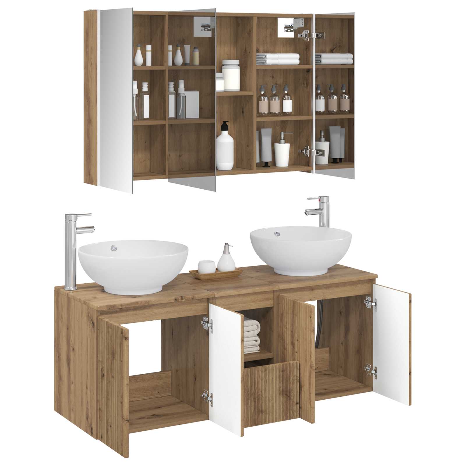 Set ormarića za kupaonicu 4 pcs Hrast artisan Konstruirano drvo